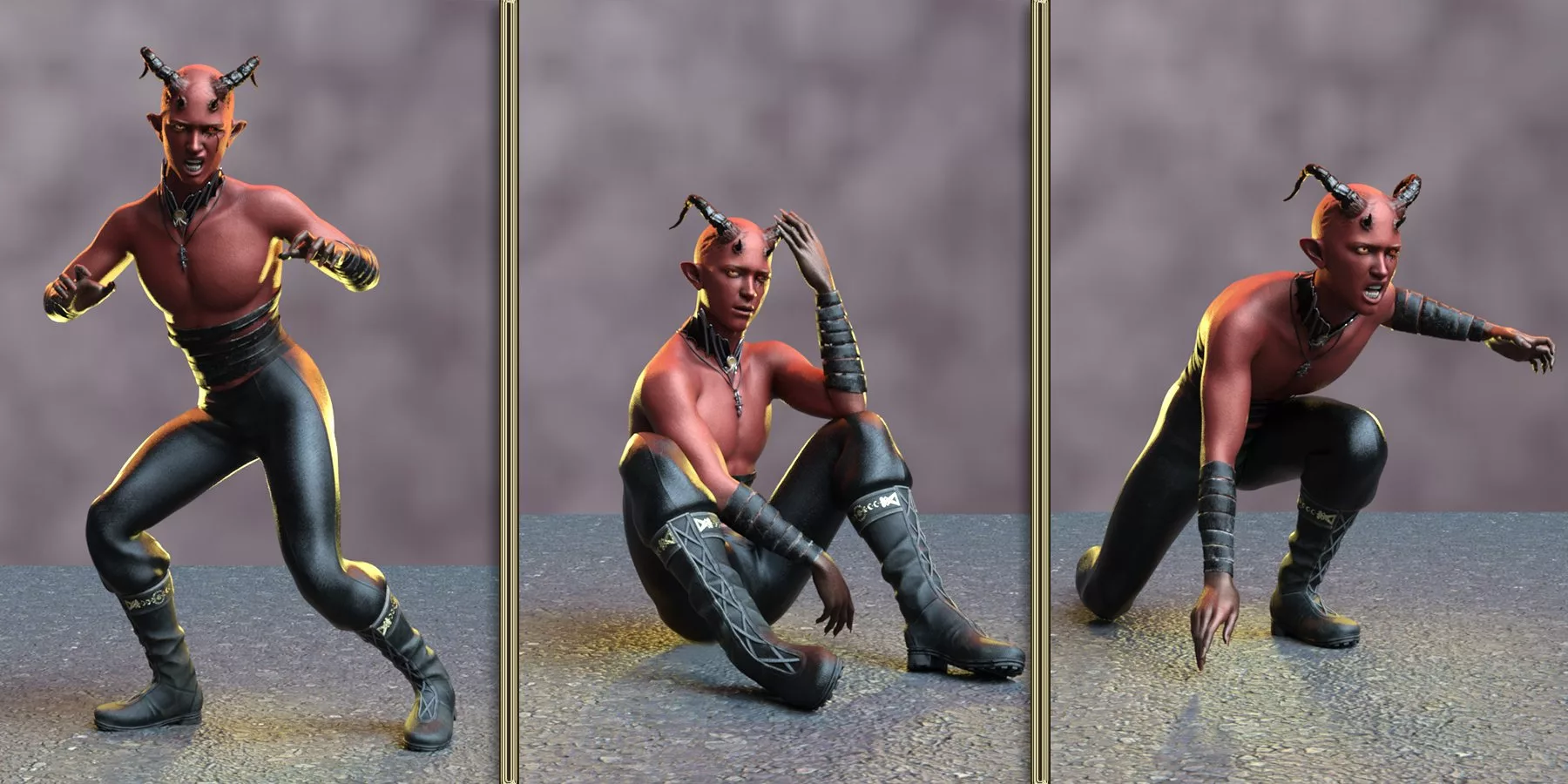 Demonio Poses for NDFP Akhane Horns for Genesis 9