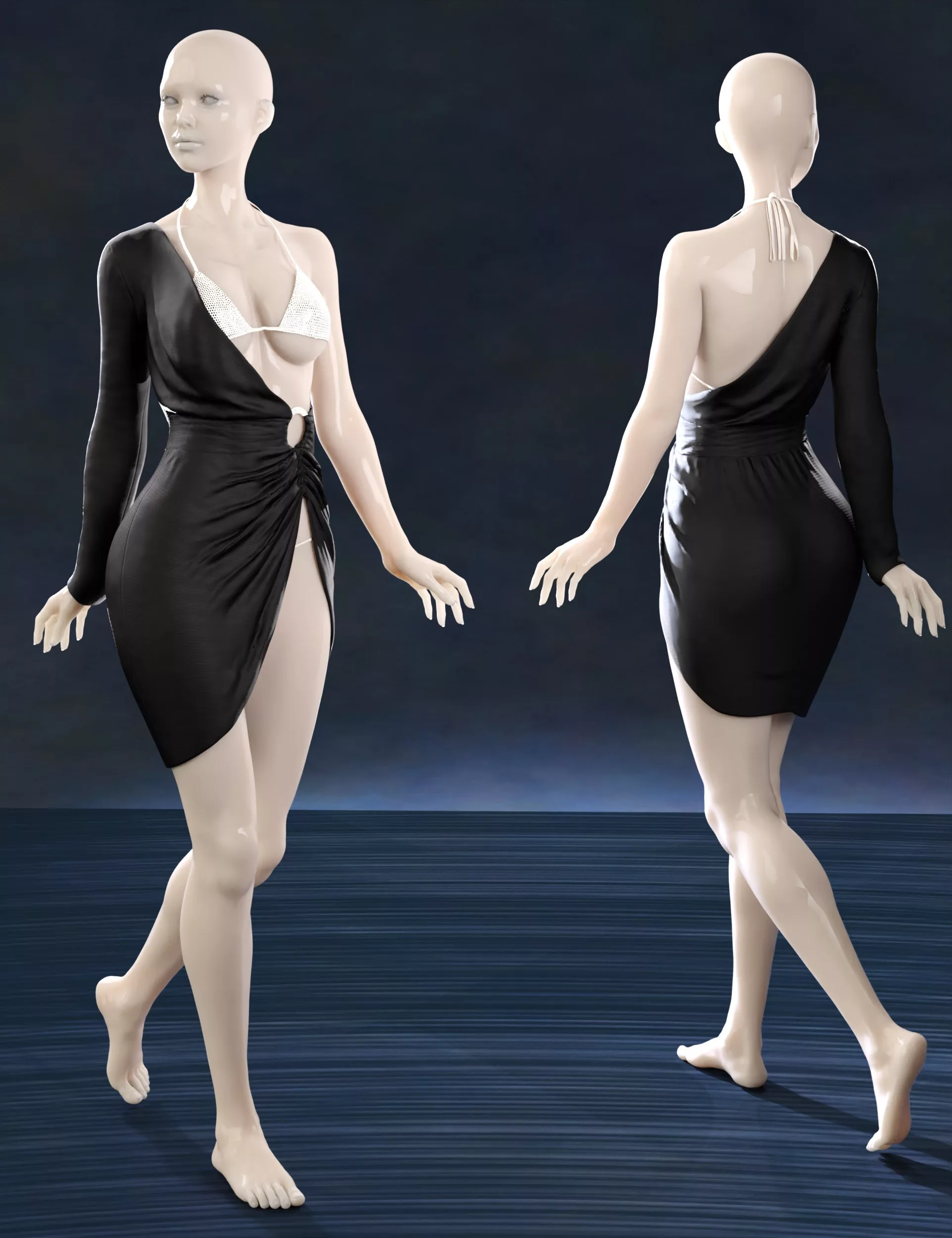 dForce Iumina Asymmetrical Split Outfit for Genesis 9, 8, and 8.1
