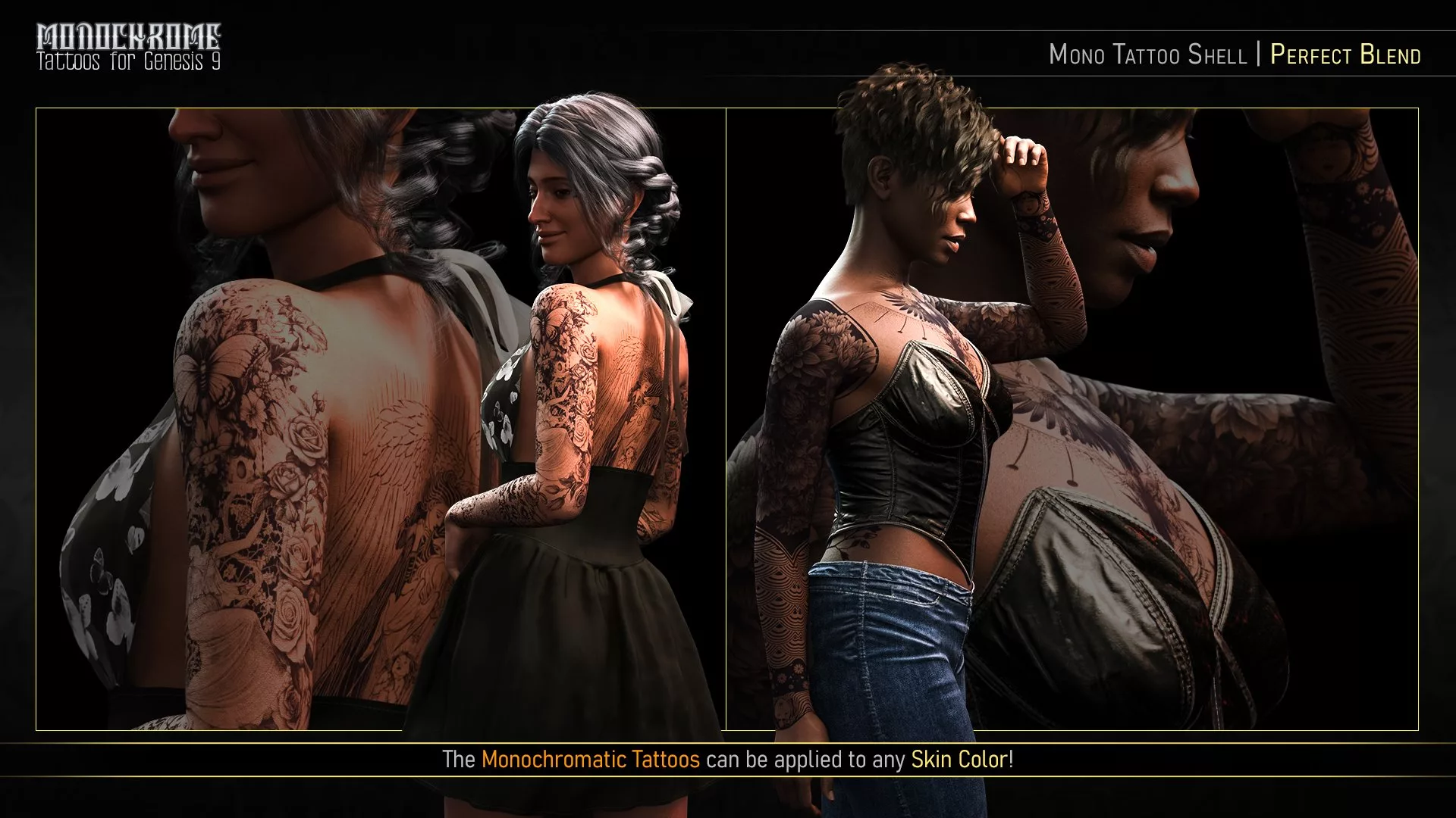 FPE Monochrome Tattoos for Genesis 9