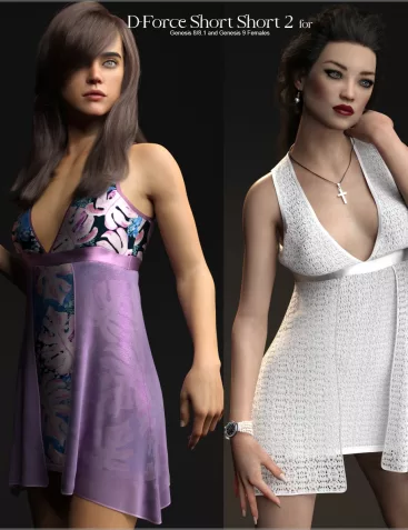 D-Force Short Short Dress 2 for Genesis 8 and 9 Females