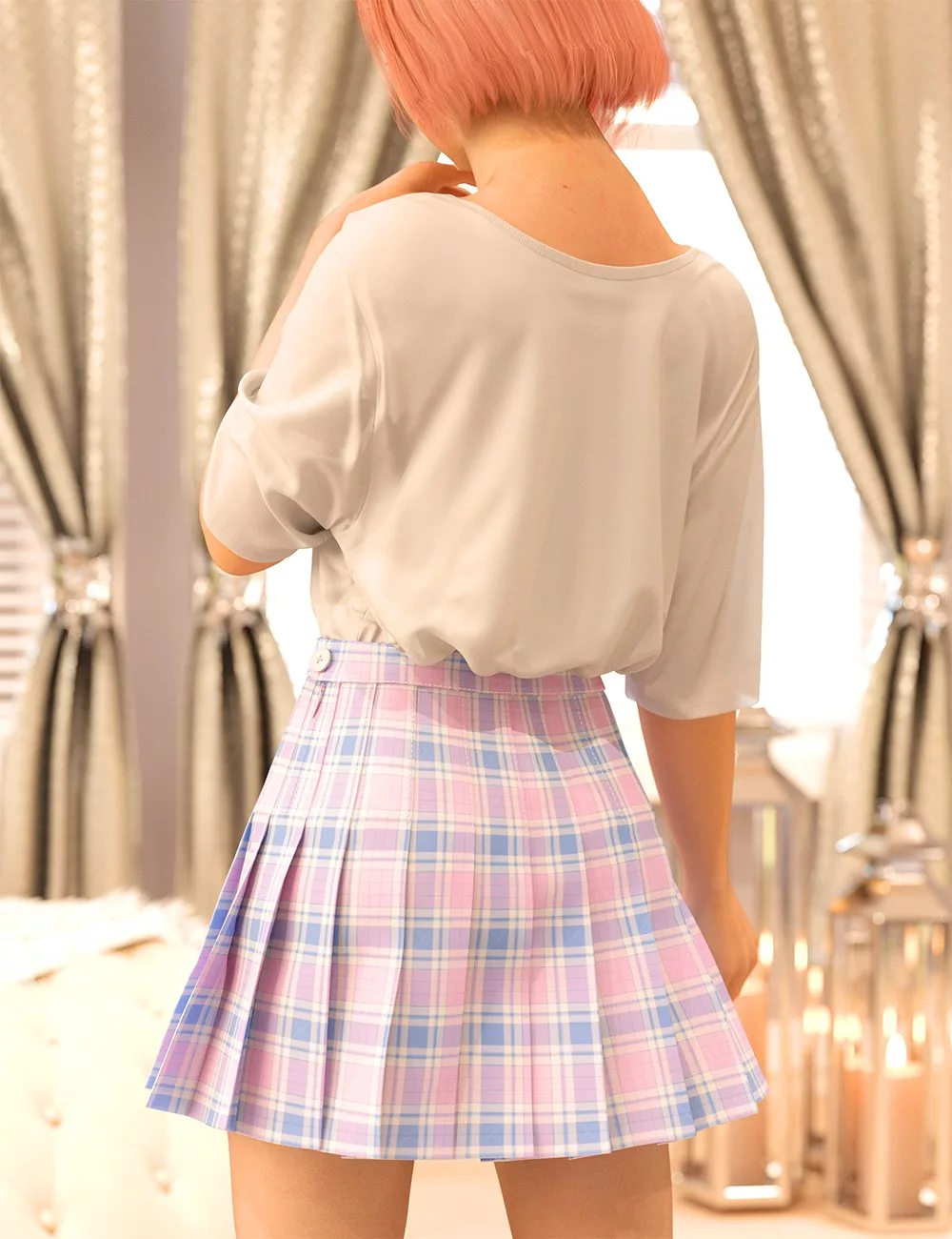 JF dForce Pleated Skirt Outfit for Genesis 9