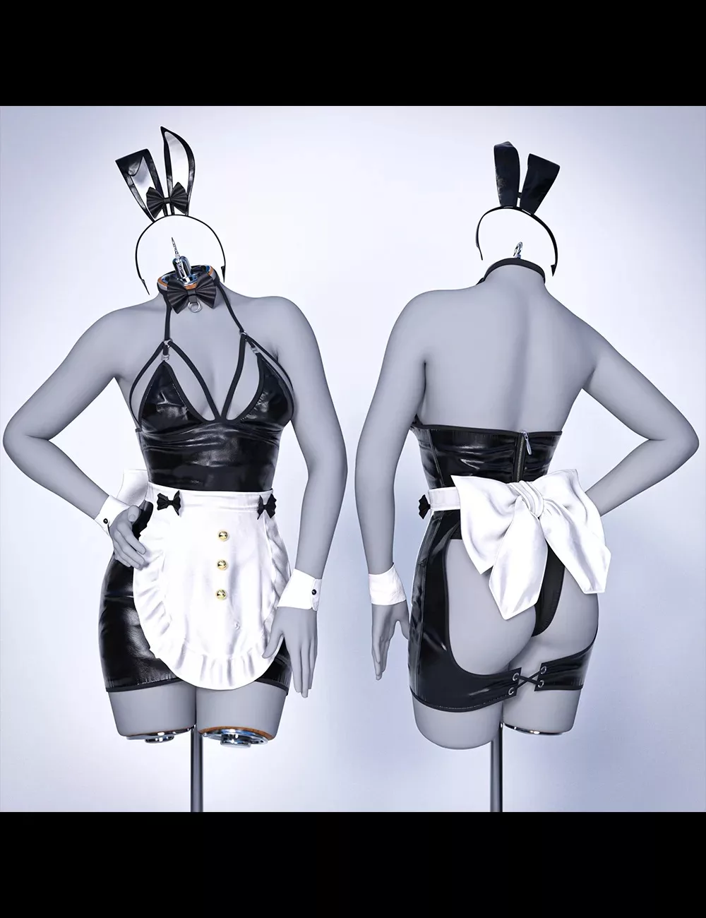 dForce Bunny Maid Outfit for Genesis 9, 8 and 8.1 Female