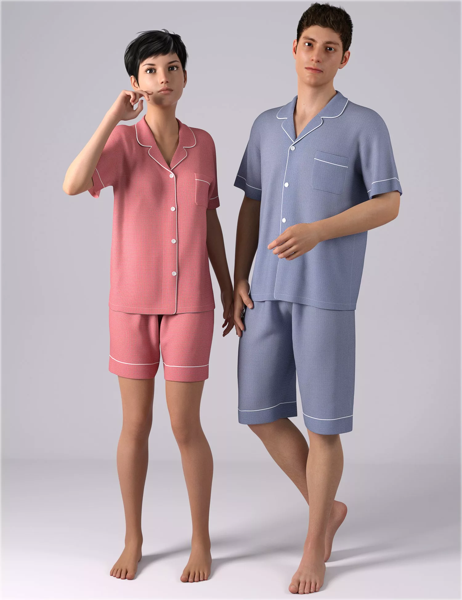 dForce HnC Summer Pajamas Outfits for Genesis 8.1 Females and Males