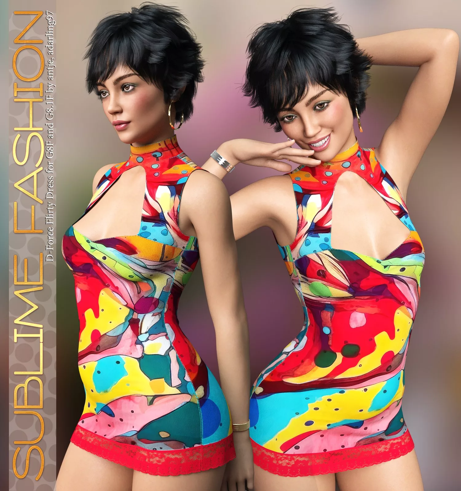 Sublime Fashion for D-Force Flirty Dress for G8F and G8.1F