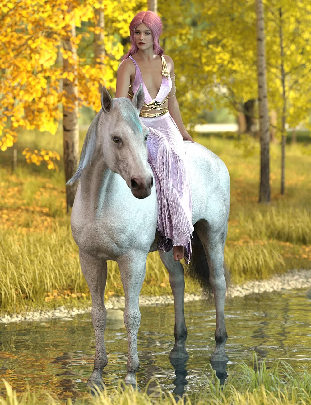 Lady of the Horse Poses for Daz Horse 3 and Genesis 9 Feminine