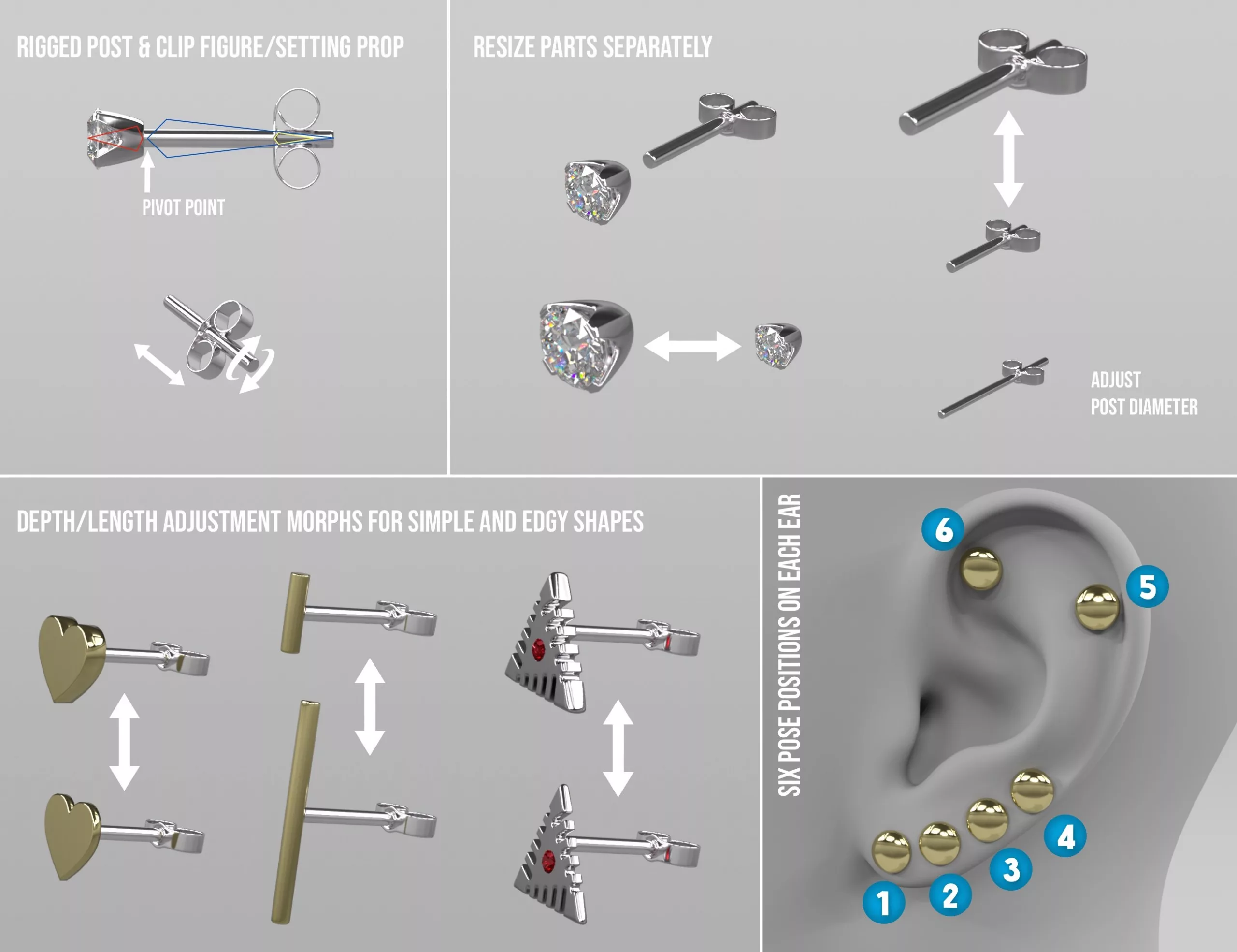 NG Ultimate Stud Earring Collection for Genesis 9, 8, and 8.1