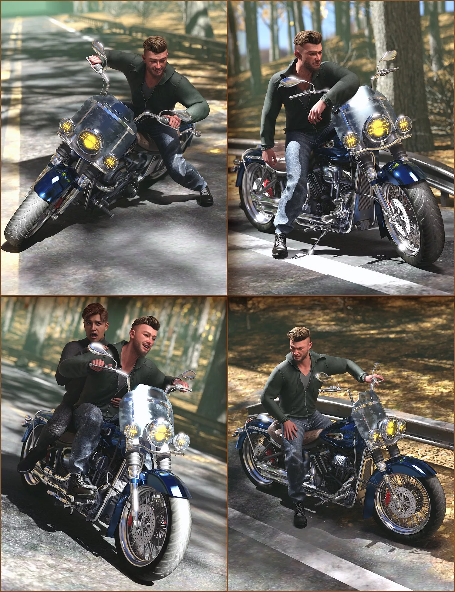 Rogue Rider Poses for Dark Classic Motorcycle and Genesis 9