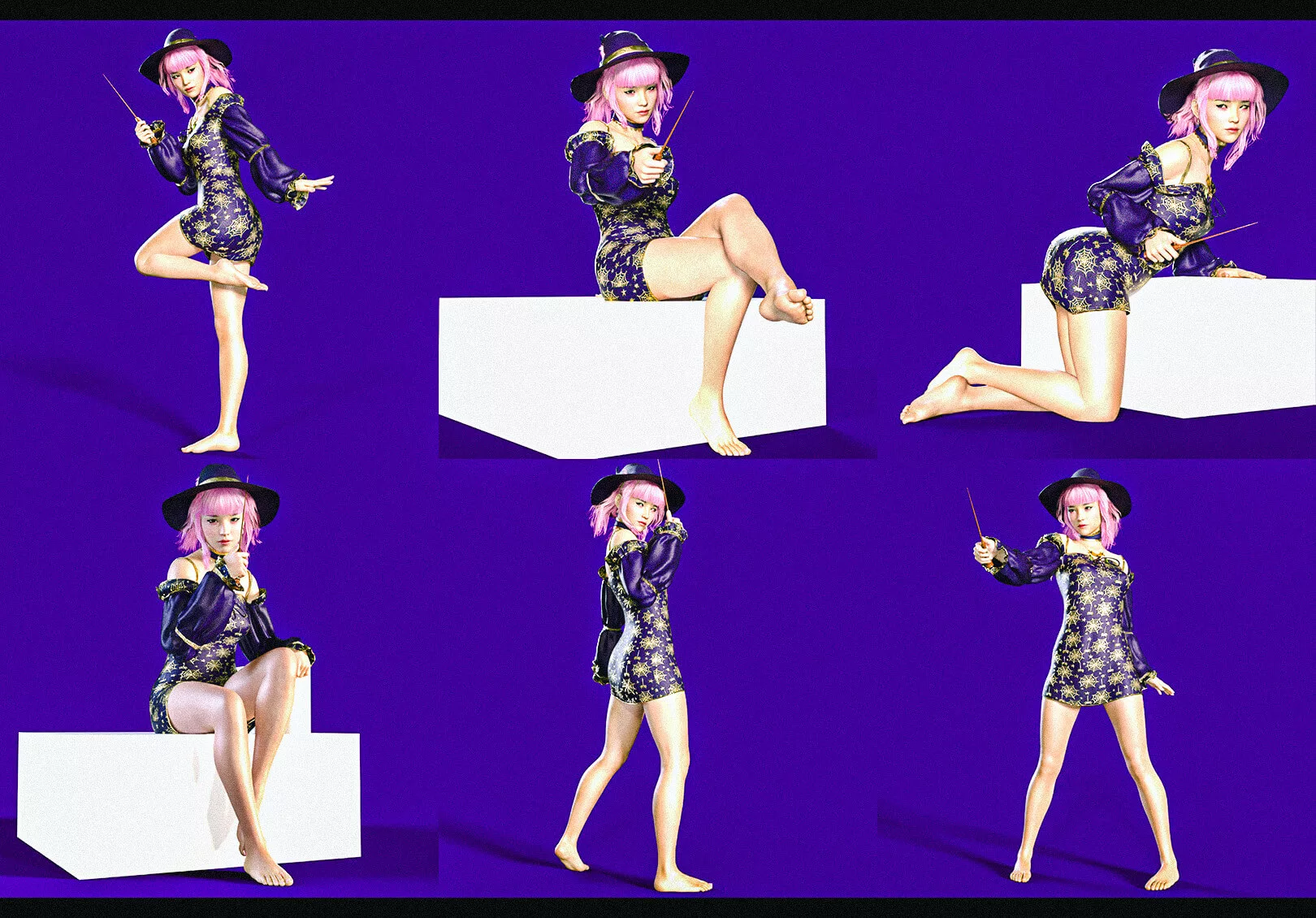 18 Sexy Magic Poses for G8F + Magic Wand Prop