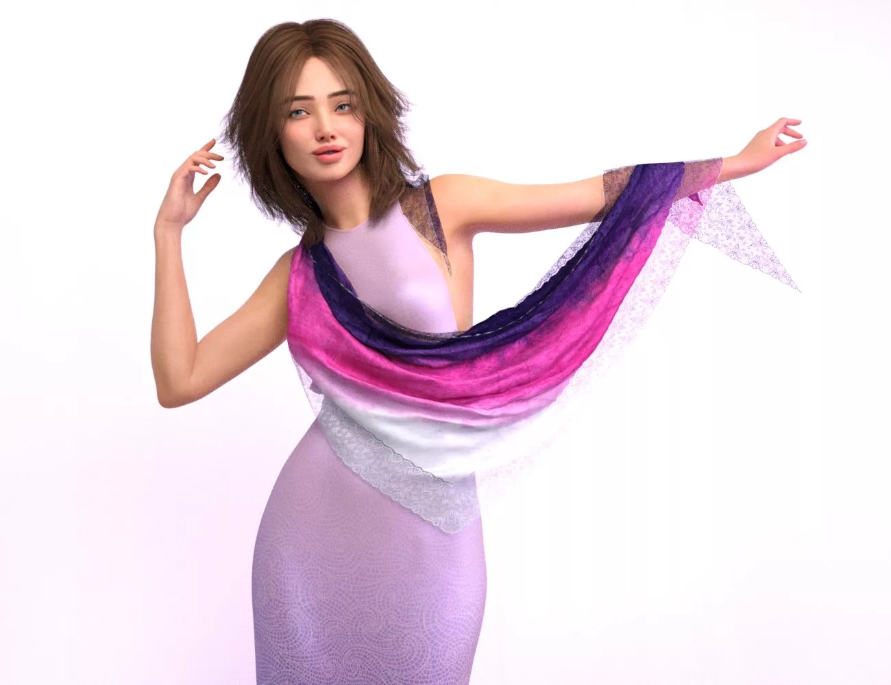 dForce Romantic Flowing Scarves for Genesis 9