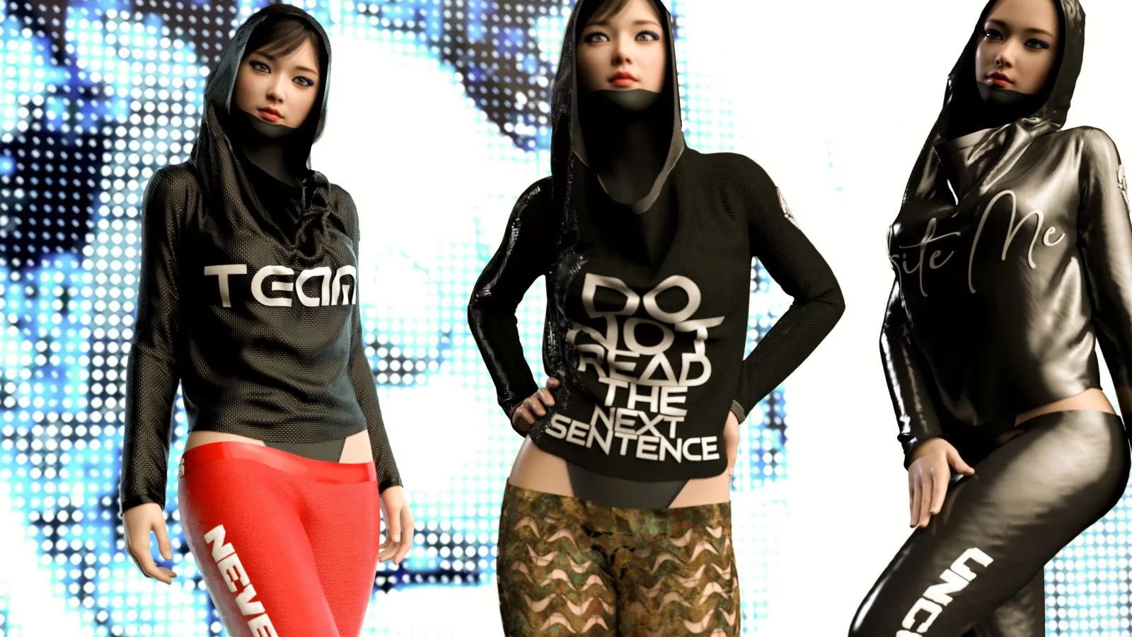 dForce Spandex Vinyl Rainwear Outfit Genesis 9 Feminine and 8 Females