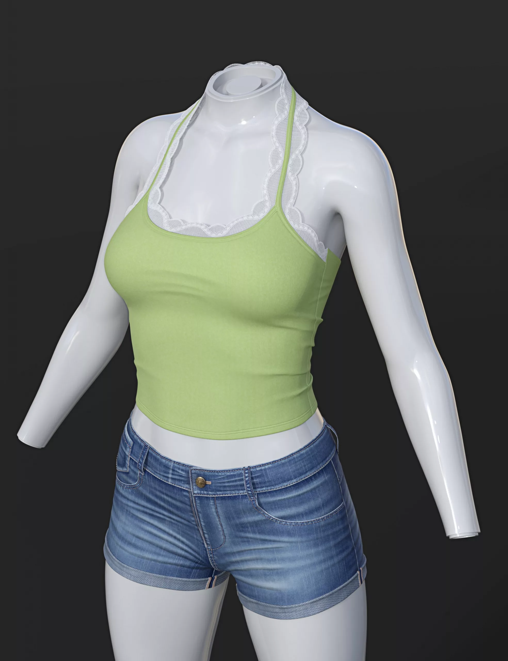 dForce SU Jeans Vest Suit for Genesis 9, 8.1, and 8 Female