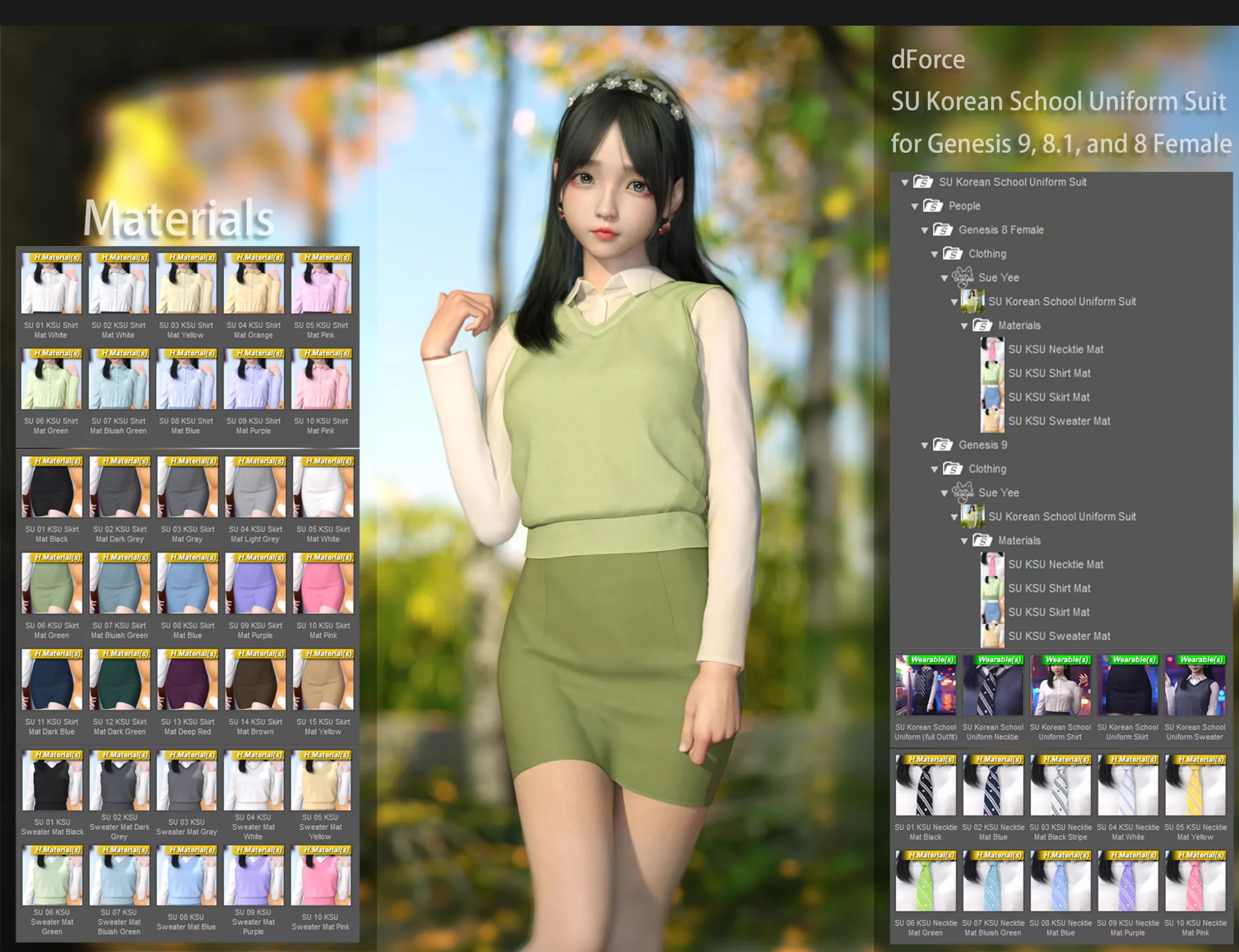 dForce SU JK School Uniform Suit for Genesis 9, 8.1, and 8 Female