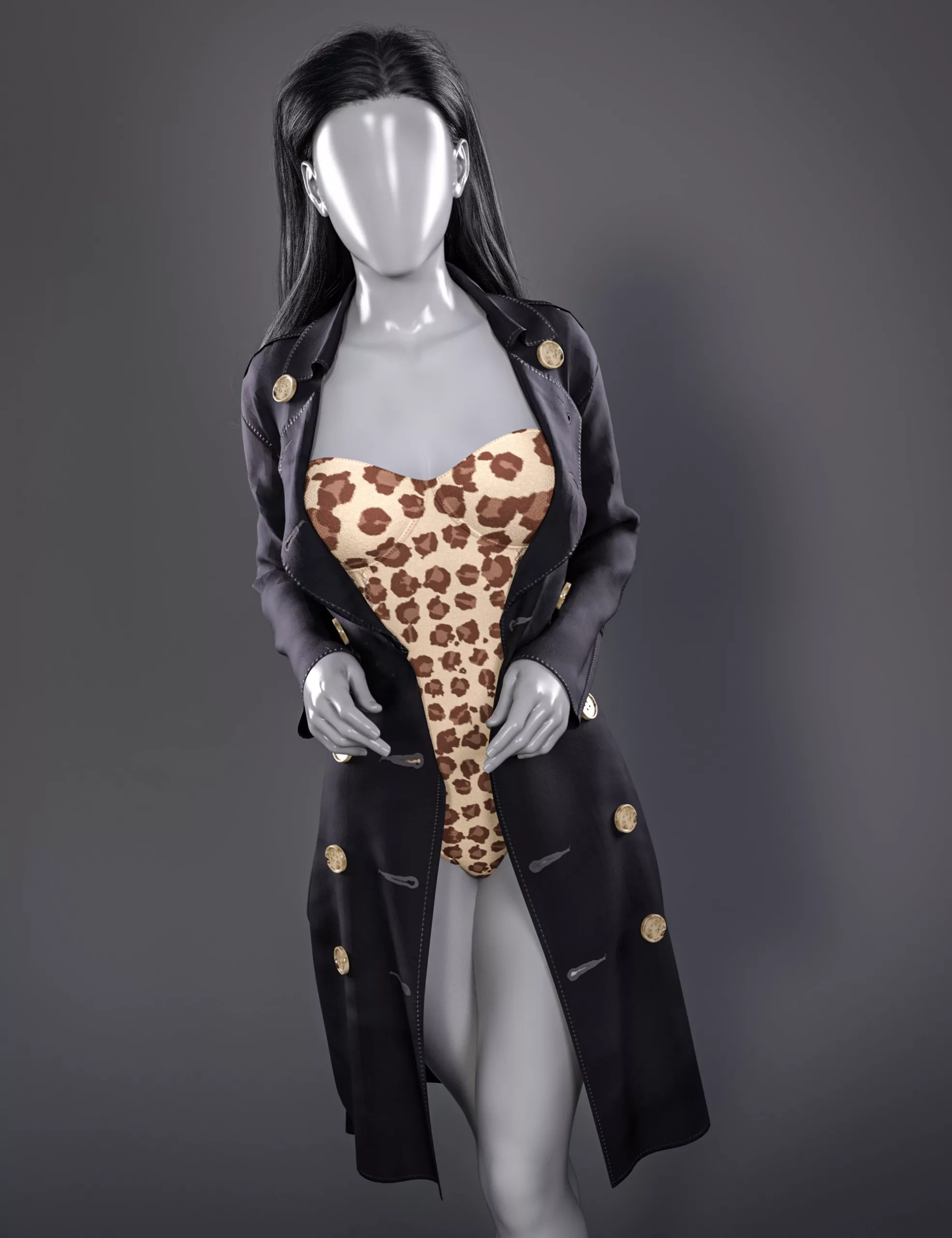 dForce Winter Trench Coat Outfit for Genesis 9, 8, and 8.1 Female