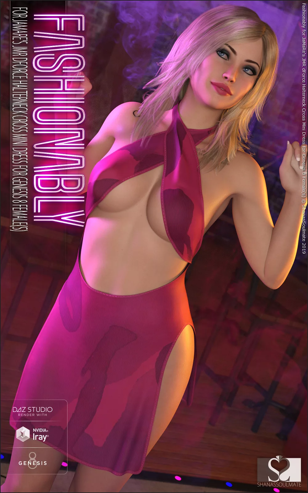 Fashionably for JMR dForce Halterneck Cross Mini Dress for Genesis 8 Females