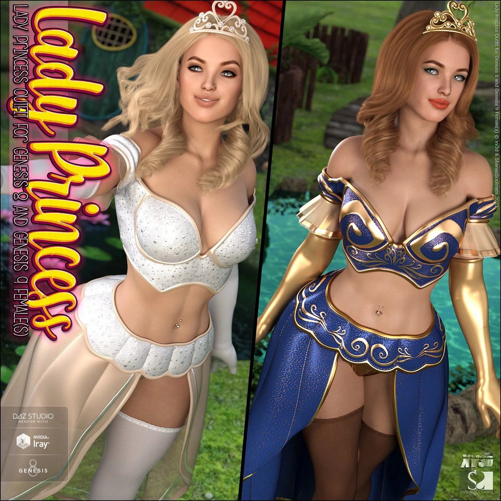 dForce Lady Princess Outfit for Genesis 8 and Genesis 9 Females