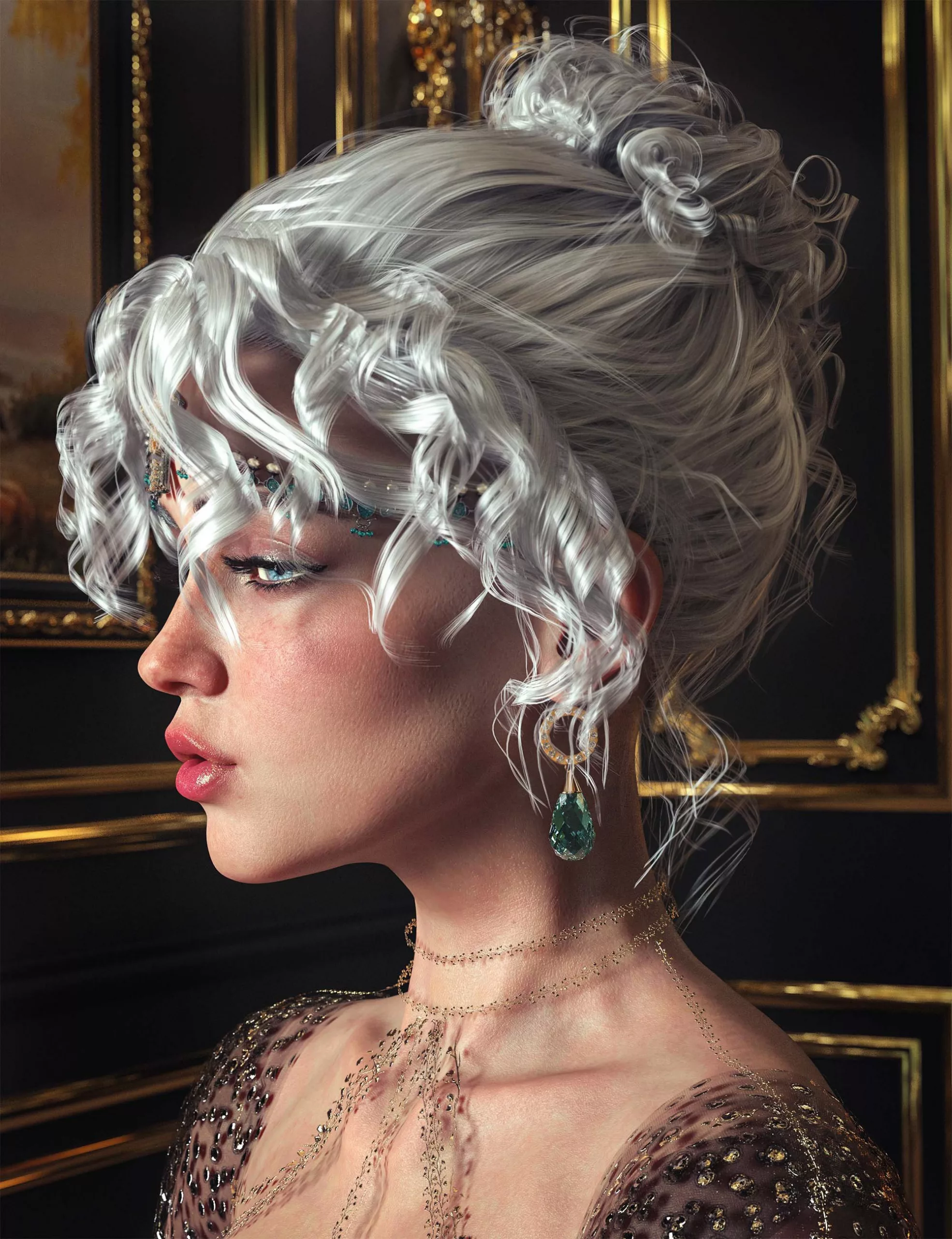 HS Olivia Ocean Waves Hair For Genesis 9, 8, and 8.1