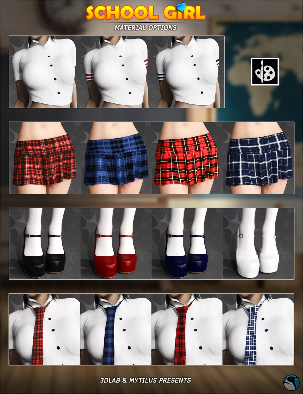 dForce Naughty School Girl Outfit Set for Genesis 8 Females
