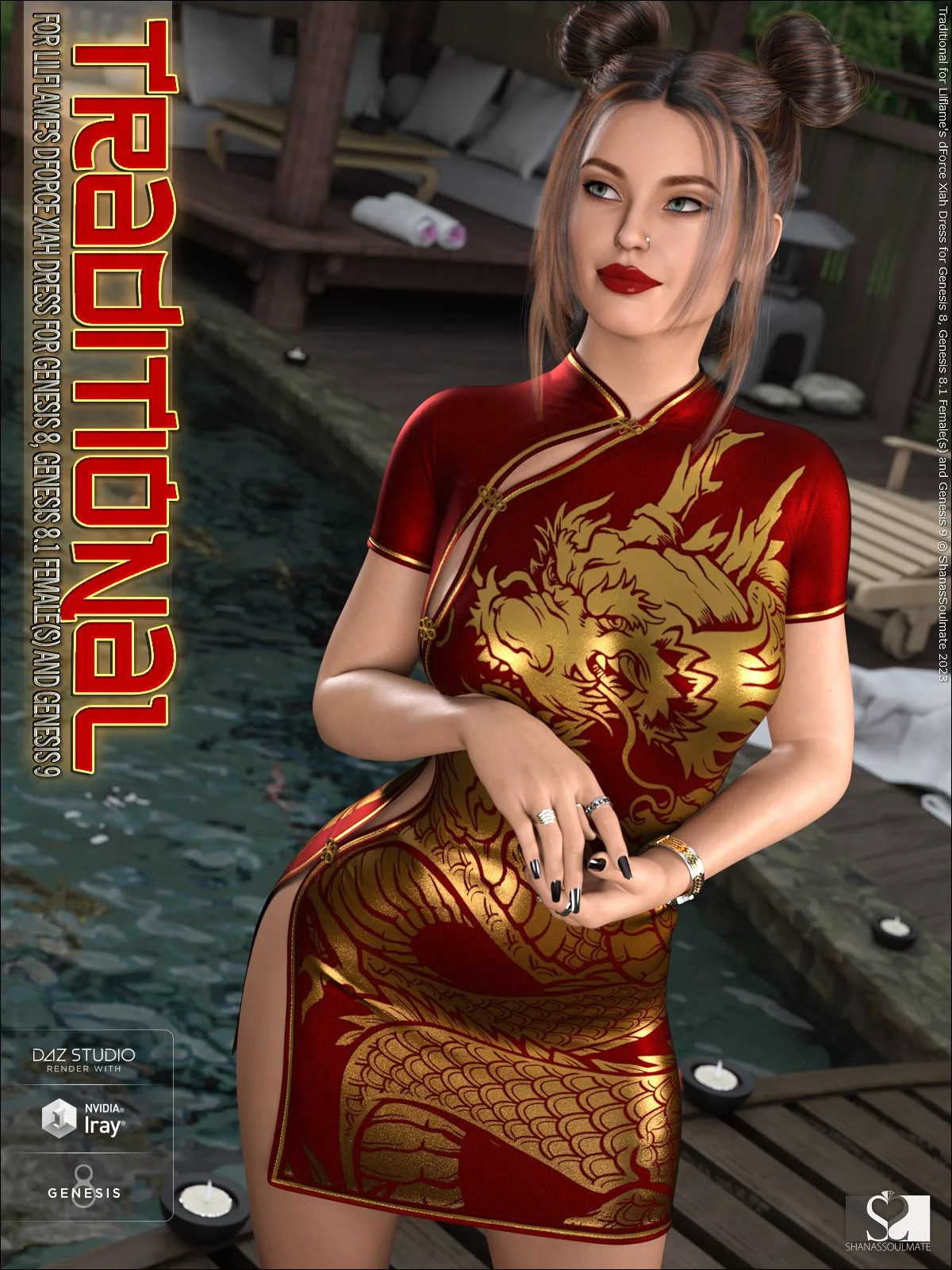 Traditional for dForce Xiah Dress for Genesis 8-8.1F and G9