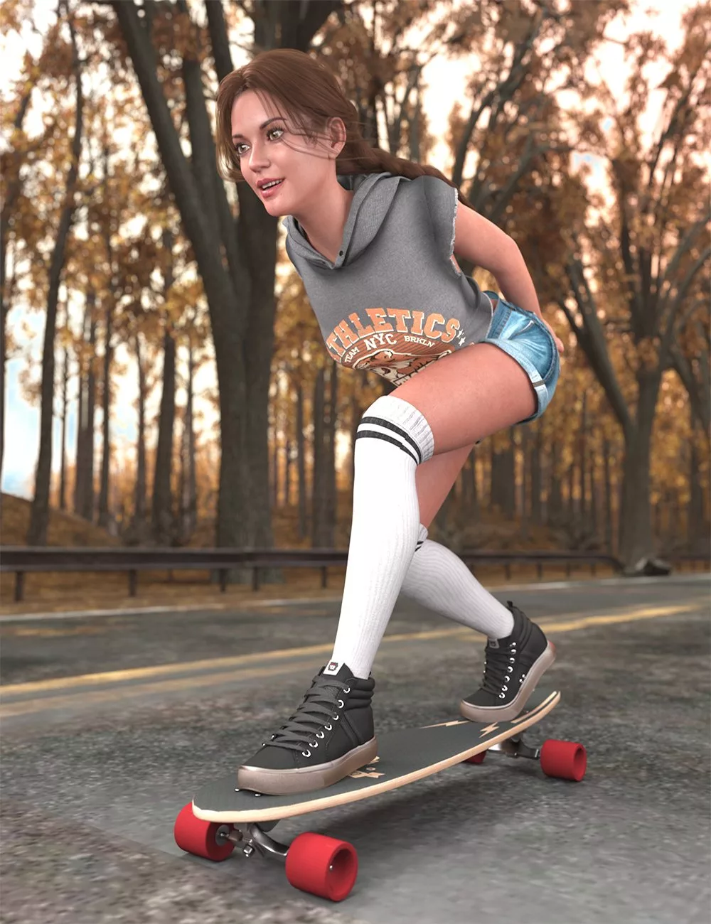 Longboard Hero Poses and Longboard for Genesis 8.1 Female