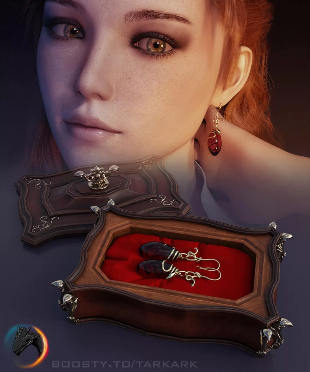 Snake Earrings for Genesis 8, 8.1 Female, Genesis 9 Feminine