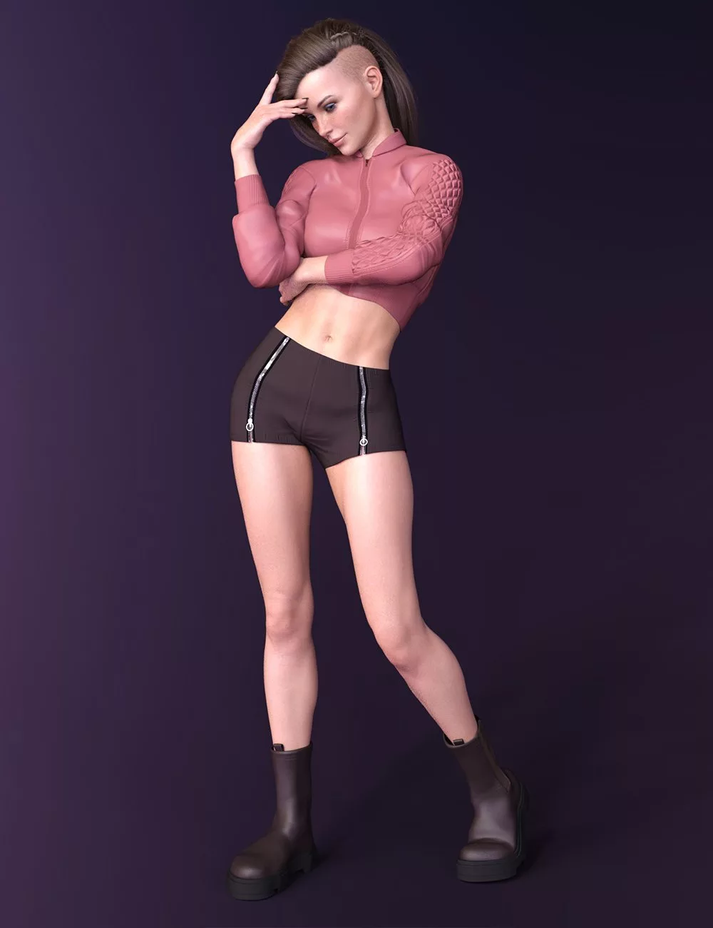 X-Fashion Leather Cropped Outfit for Genesis 8 and 8.1 Female