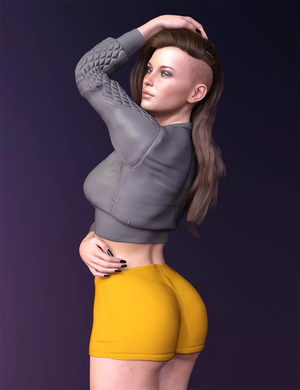X-Fashion Leather Cropped Outfit for Genesis 8 and 8.1 Female