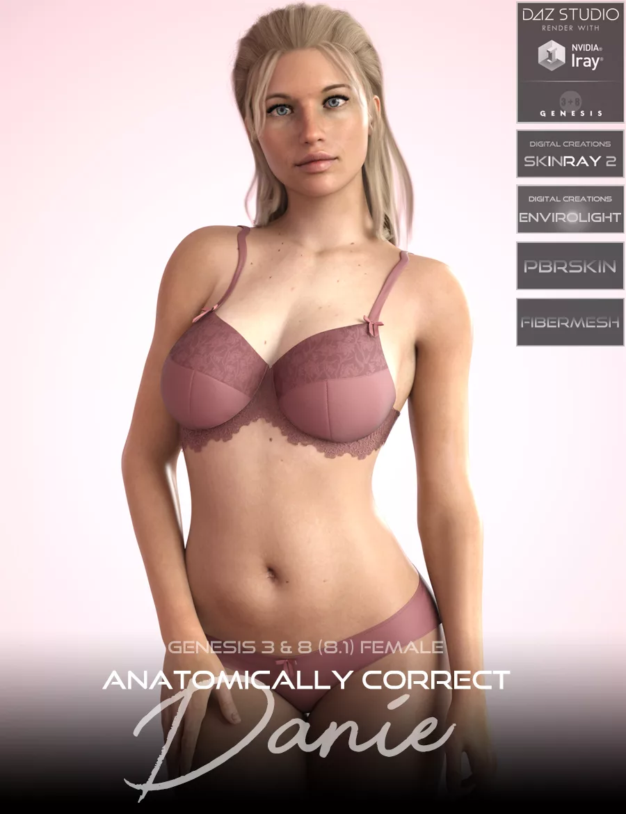 Anatomically Correct: Danie for Genesis 3 and Genesis 8 Female (8.1)