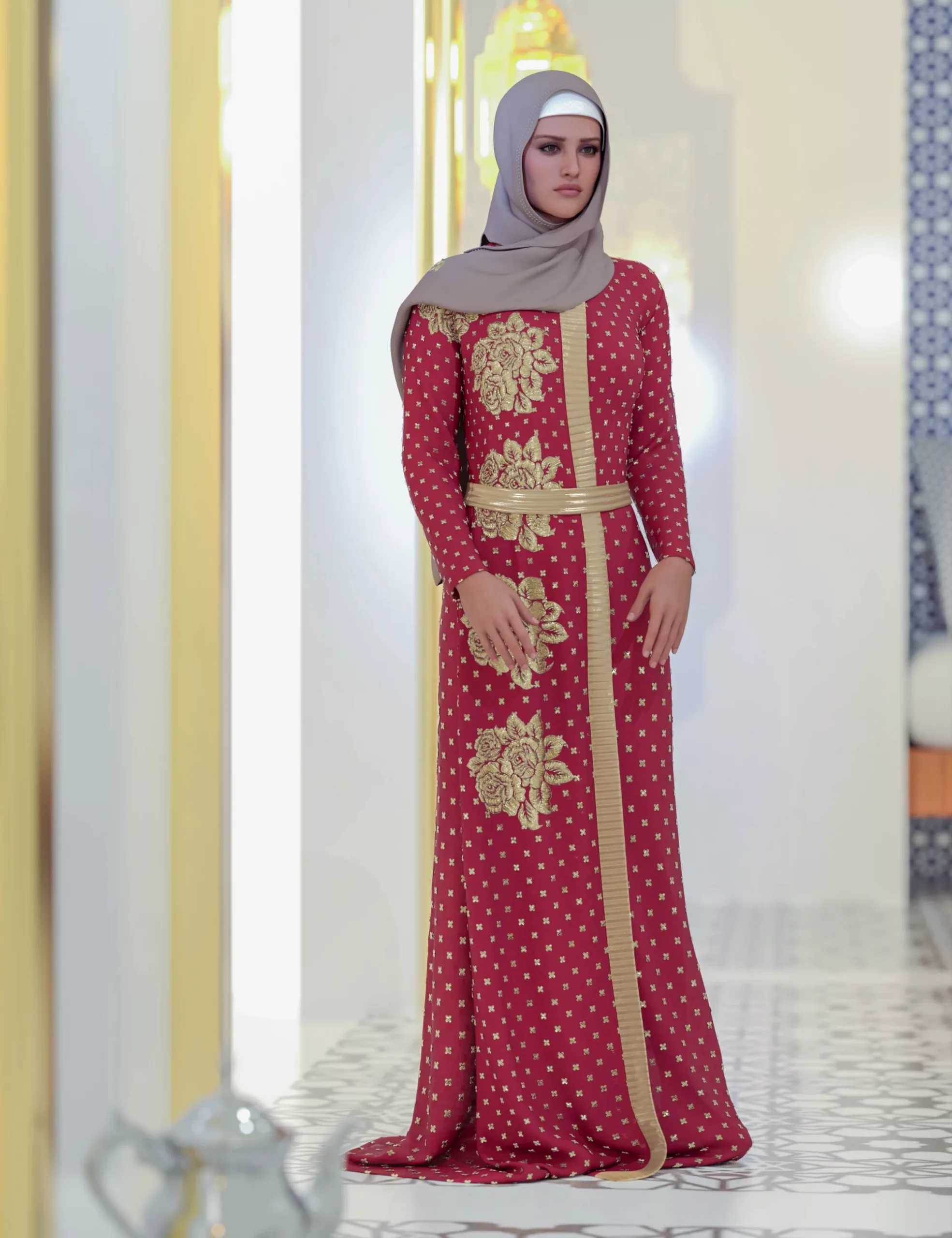 BW dForce Farah Hijab Outfit for Genesis 9, 8, and 8.1 Females