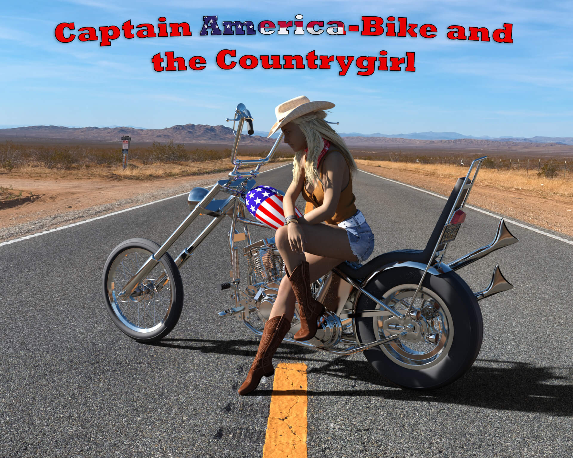 Captain America Motorbike and The Countrygirl