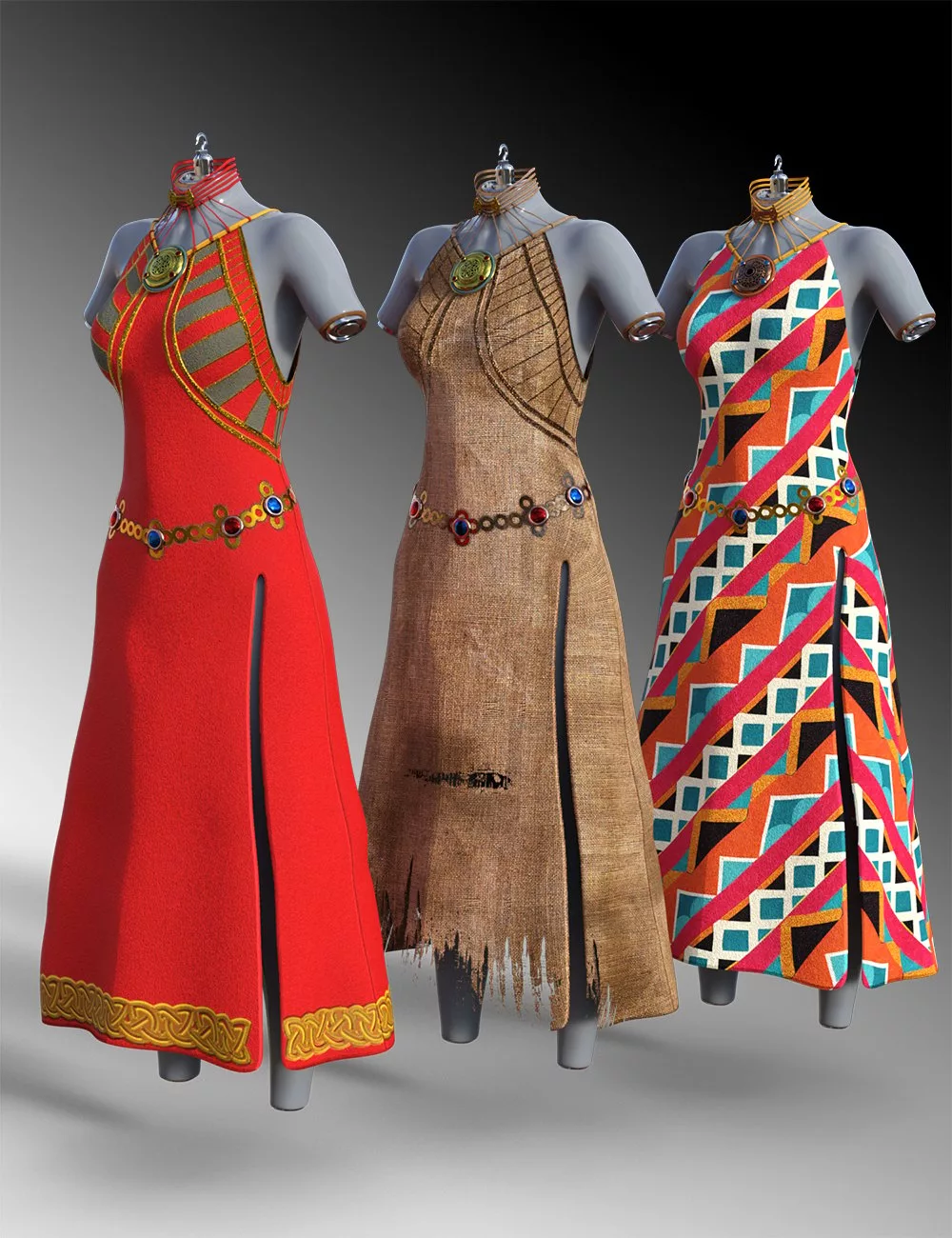 dForce Celtic Style Dress Outfit for Genesis 9