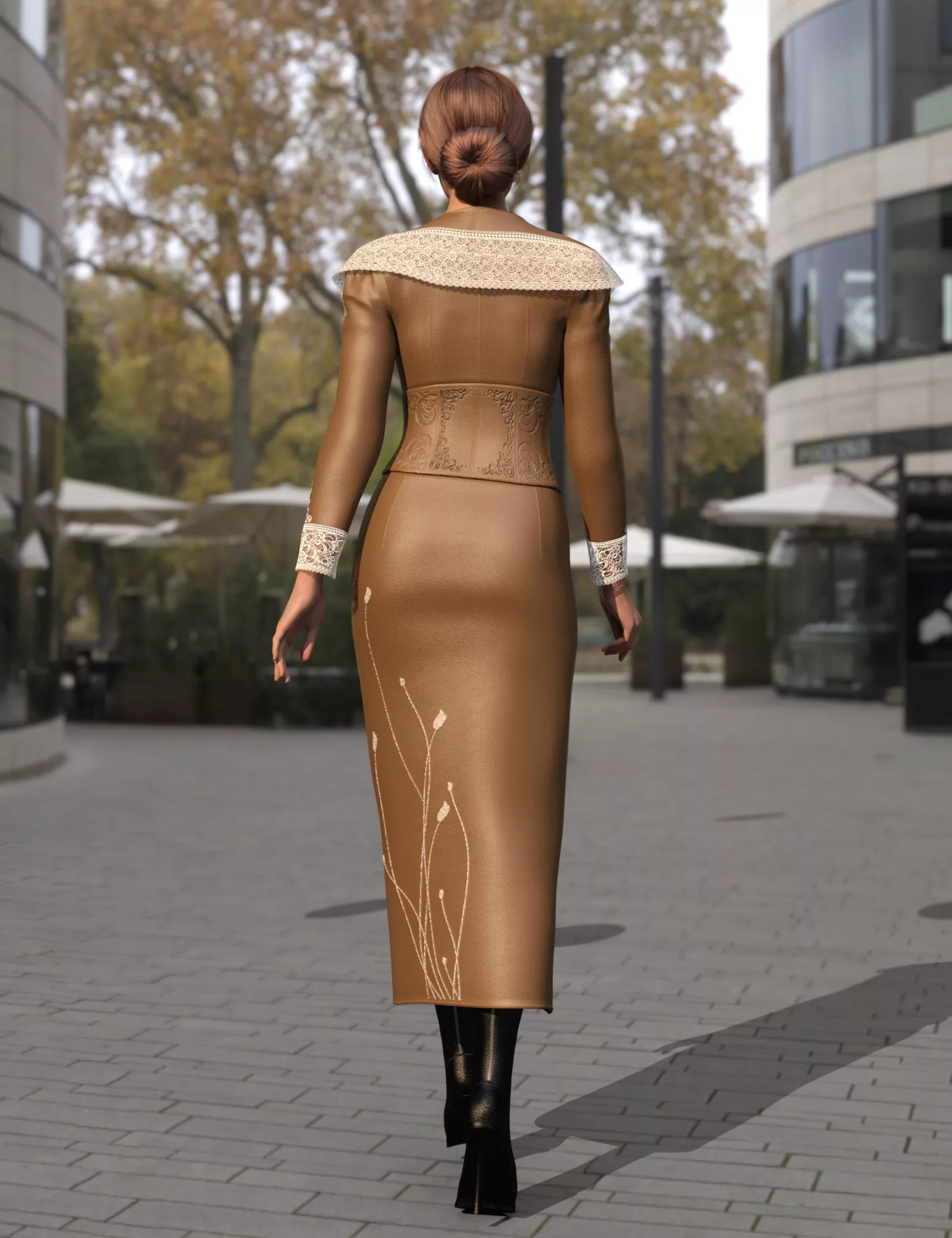 dForce MK Lace Leather Dress for Genesis 9