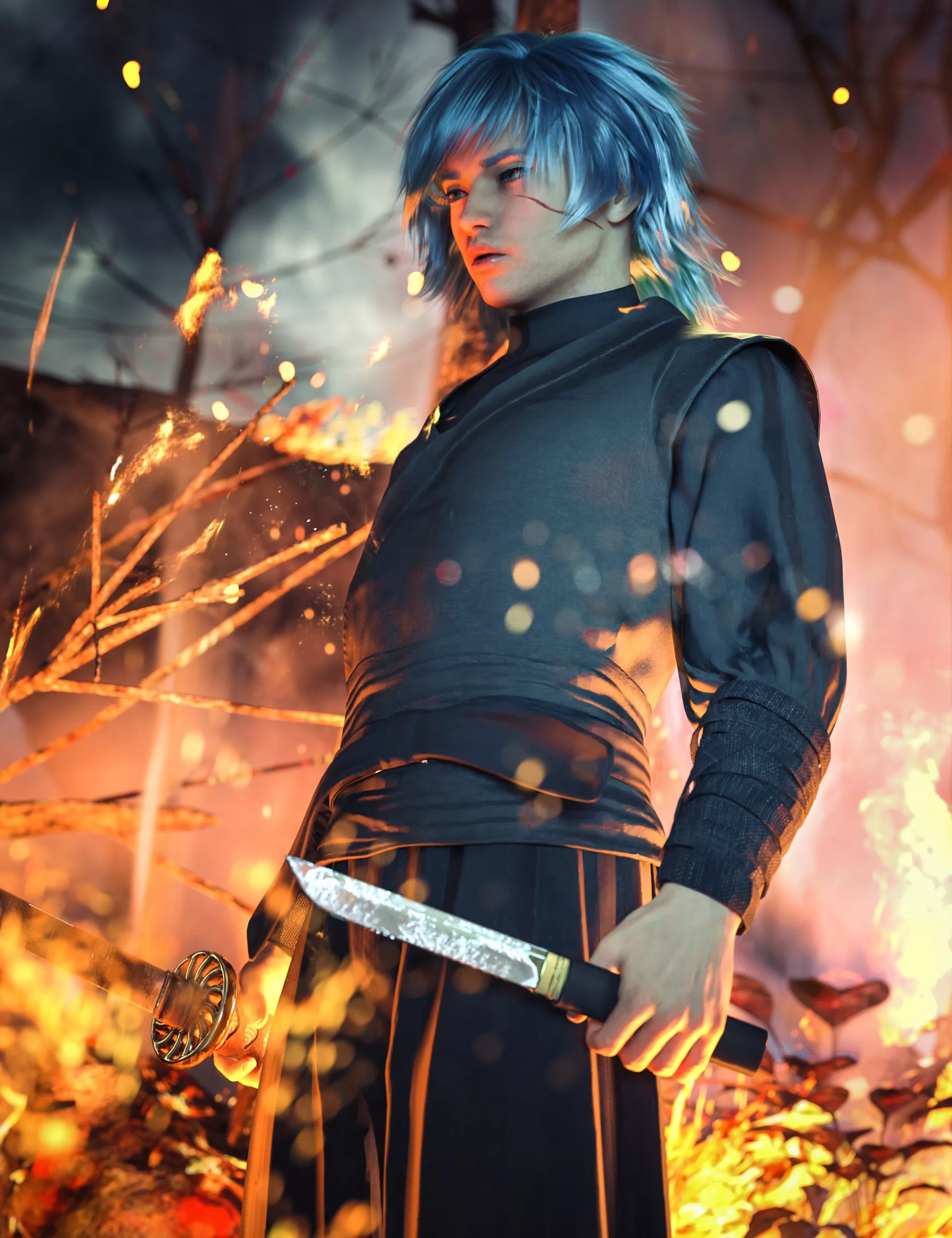 dForce Shadow Strike Ninja Outfit for Genesis 9, 8 and 8.1