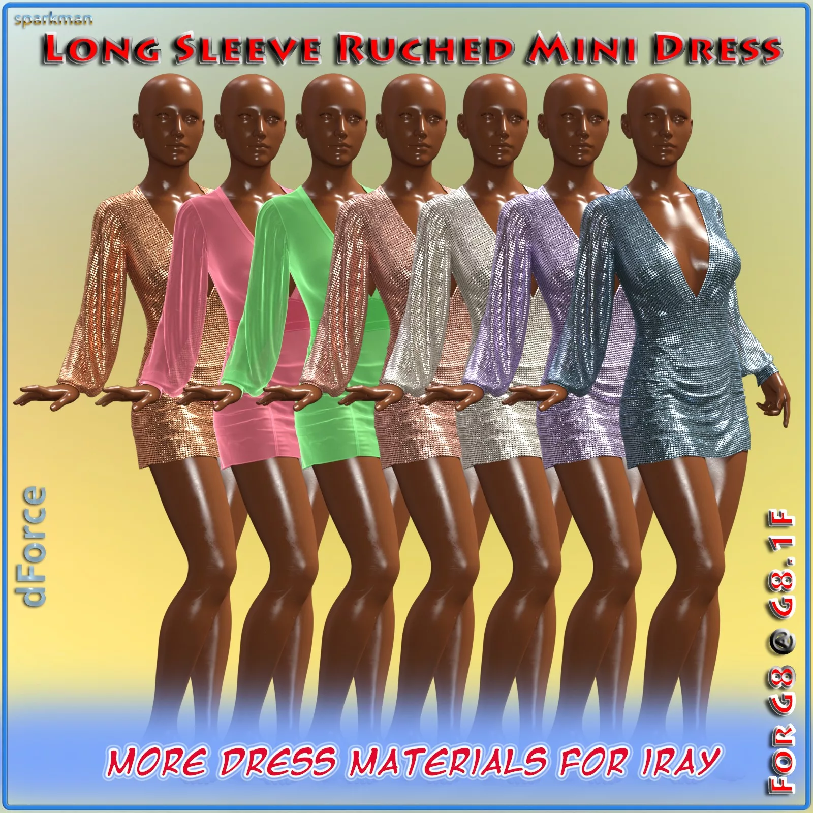 dForce Long Sleeve Ruched Mini Dress for G8F @ G8.1F
