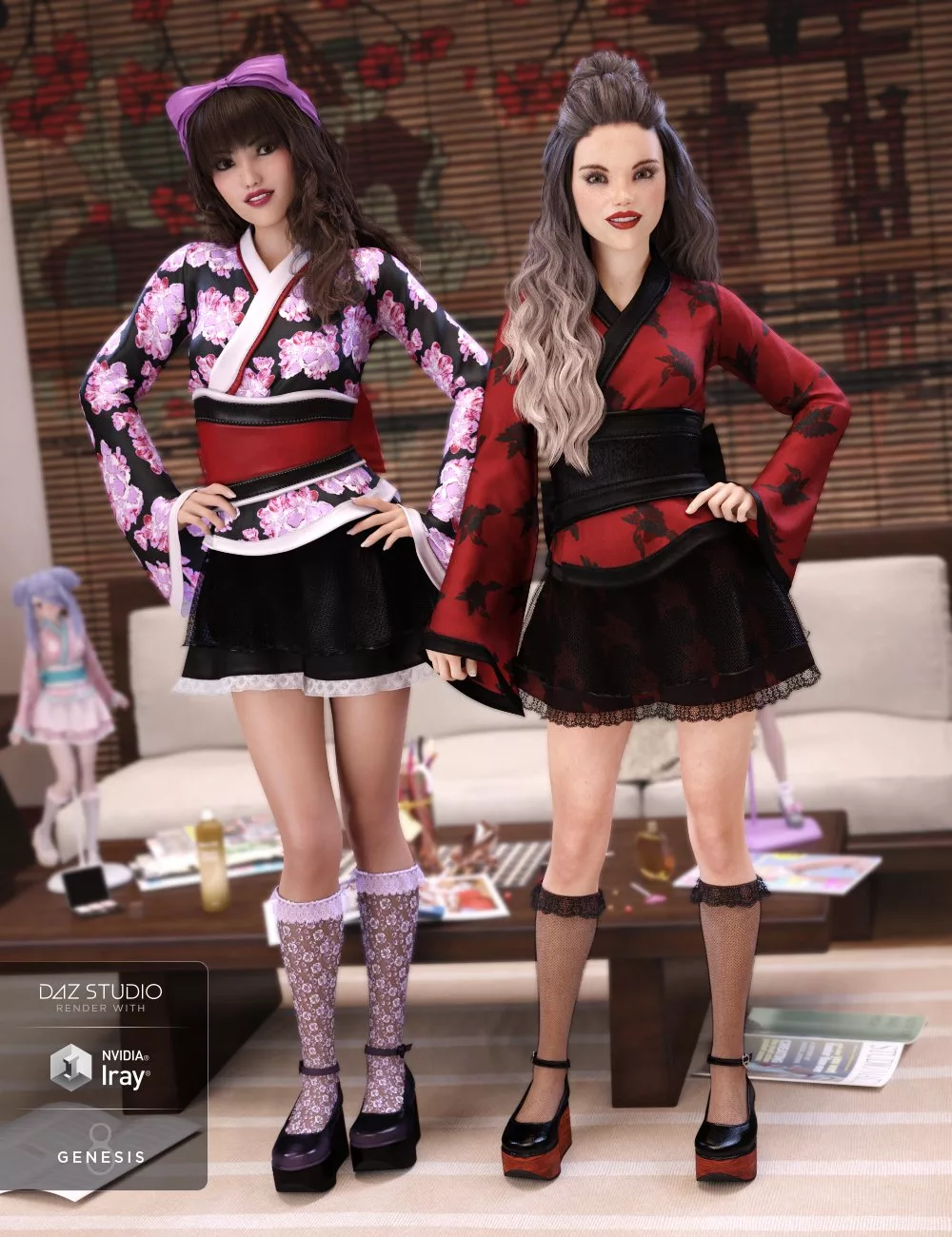 Kawaii Kimono Outfit Textures