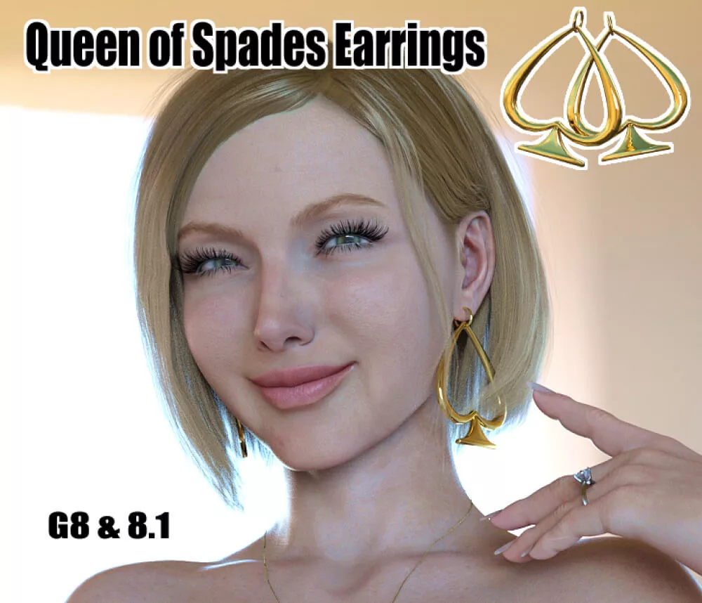 Queen Of Spades Earrings For Genesis 8 Female ⋆ Freebies Daz 3d