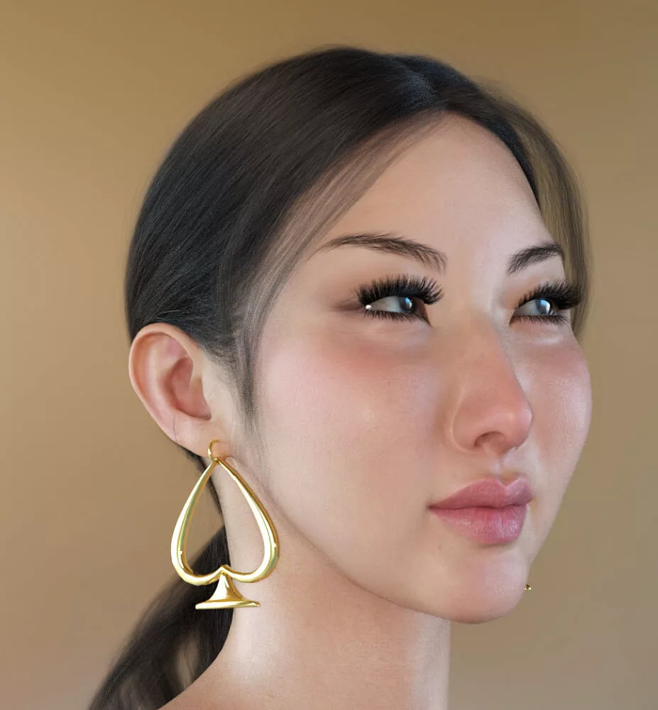Queen of Spades Earrings for Genesis 8 Female