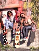 Wyld Chyld: Skater Poses with Skateboard for Genesis 9 Feminine