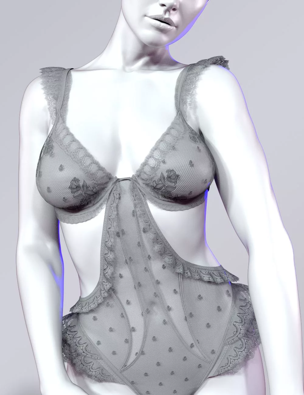 X Fashion Lace Frill Trims Bodysuit for Genesis 9