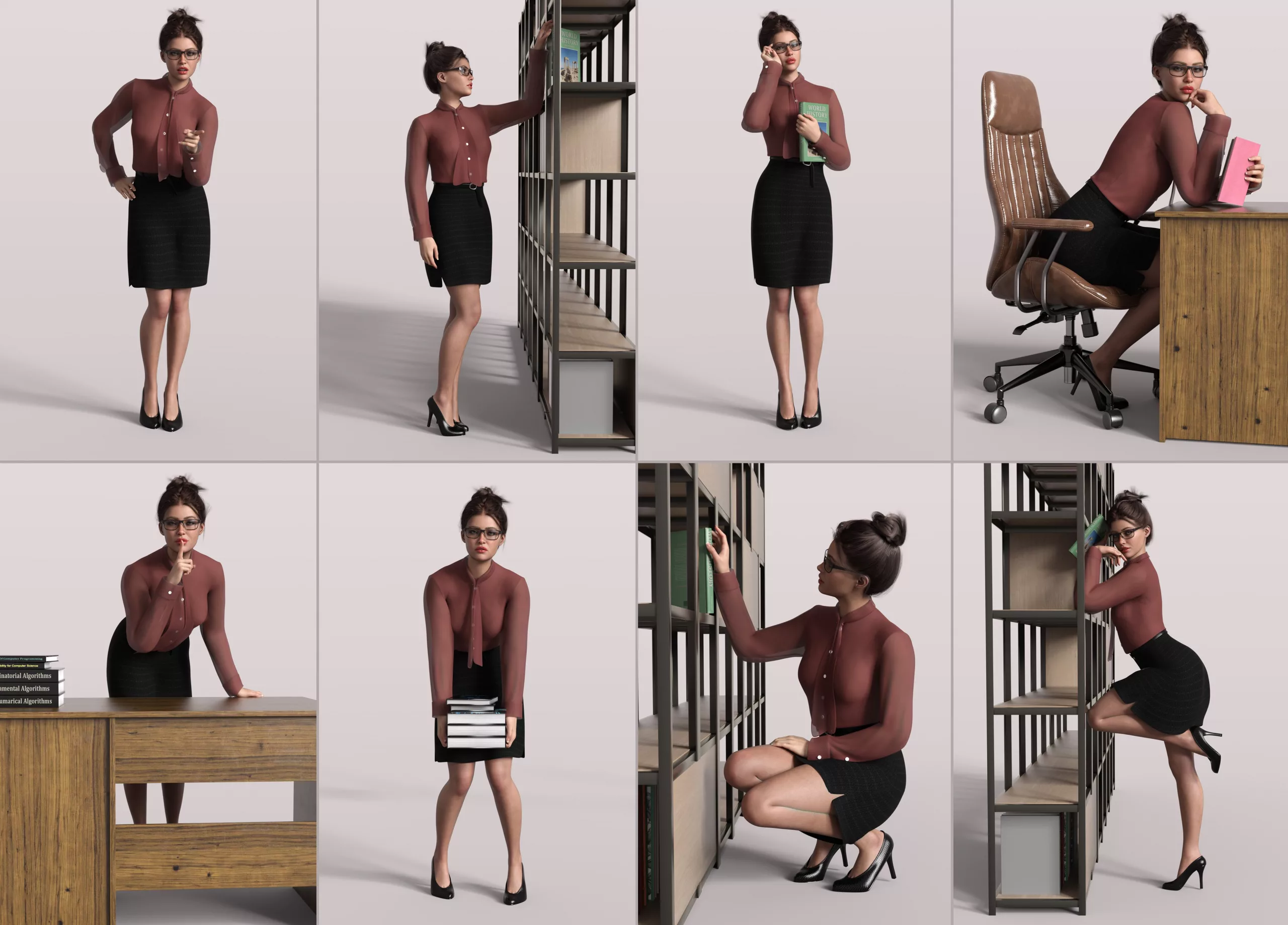 Z Professions Librarian Pose Mega Set for Genesis 9 and 8 Female