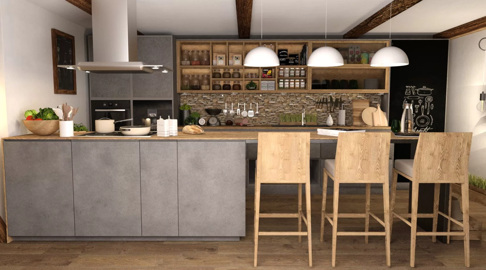 Scandinavian Style A-Frame House Add-on: Kitchen and Dining Room