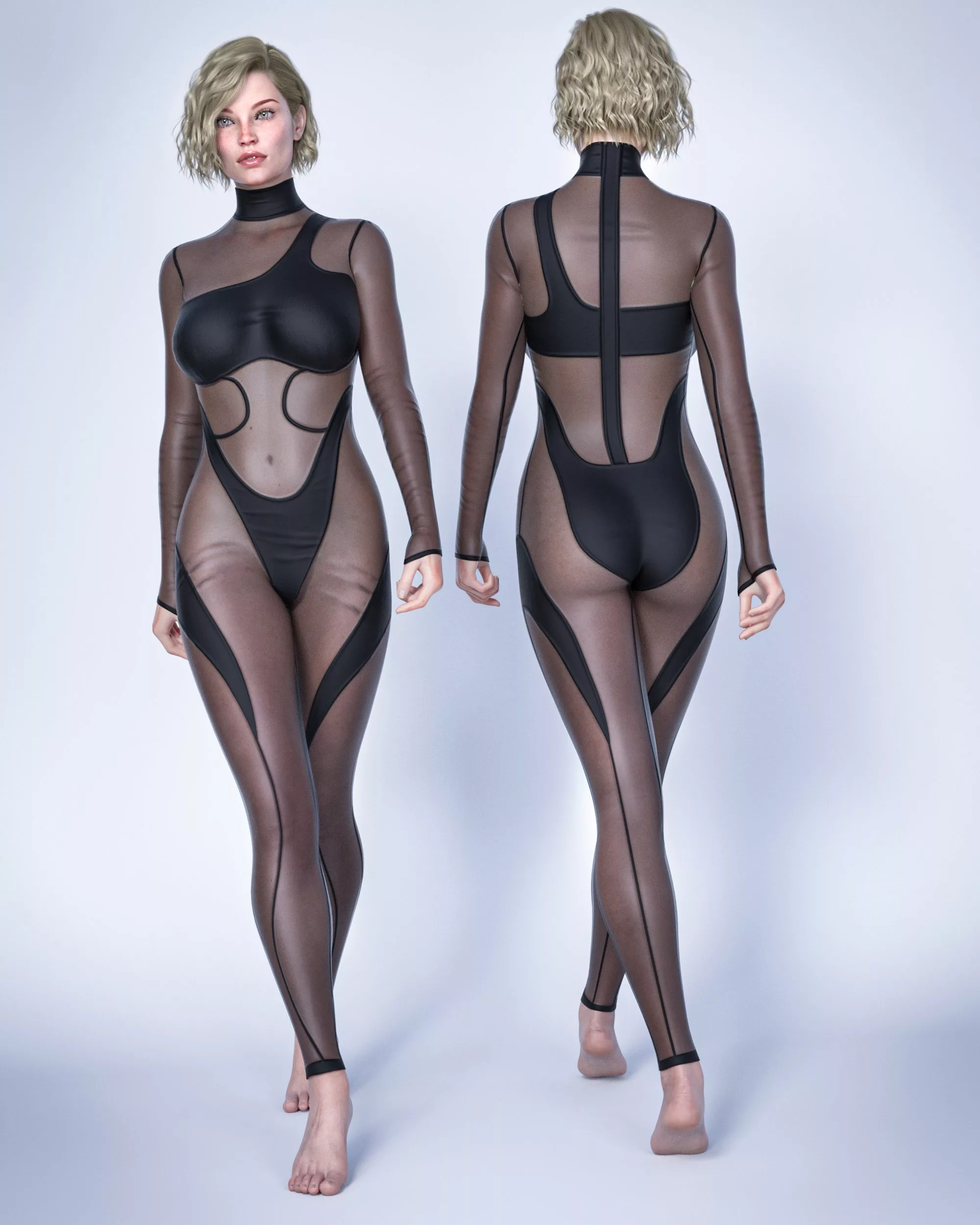 Sheer Bodysuit Styles Outfit for Genesis 9, 8 and 8.1 Female