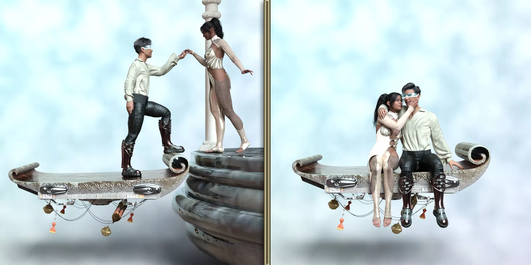 Arabian Ride Poses for Genesis 9 and Jasmine Tower Vehicle