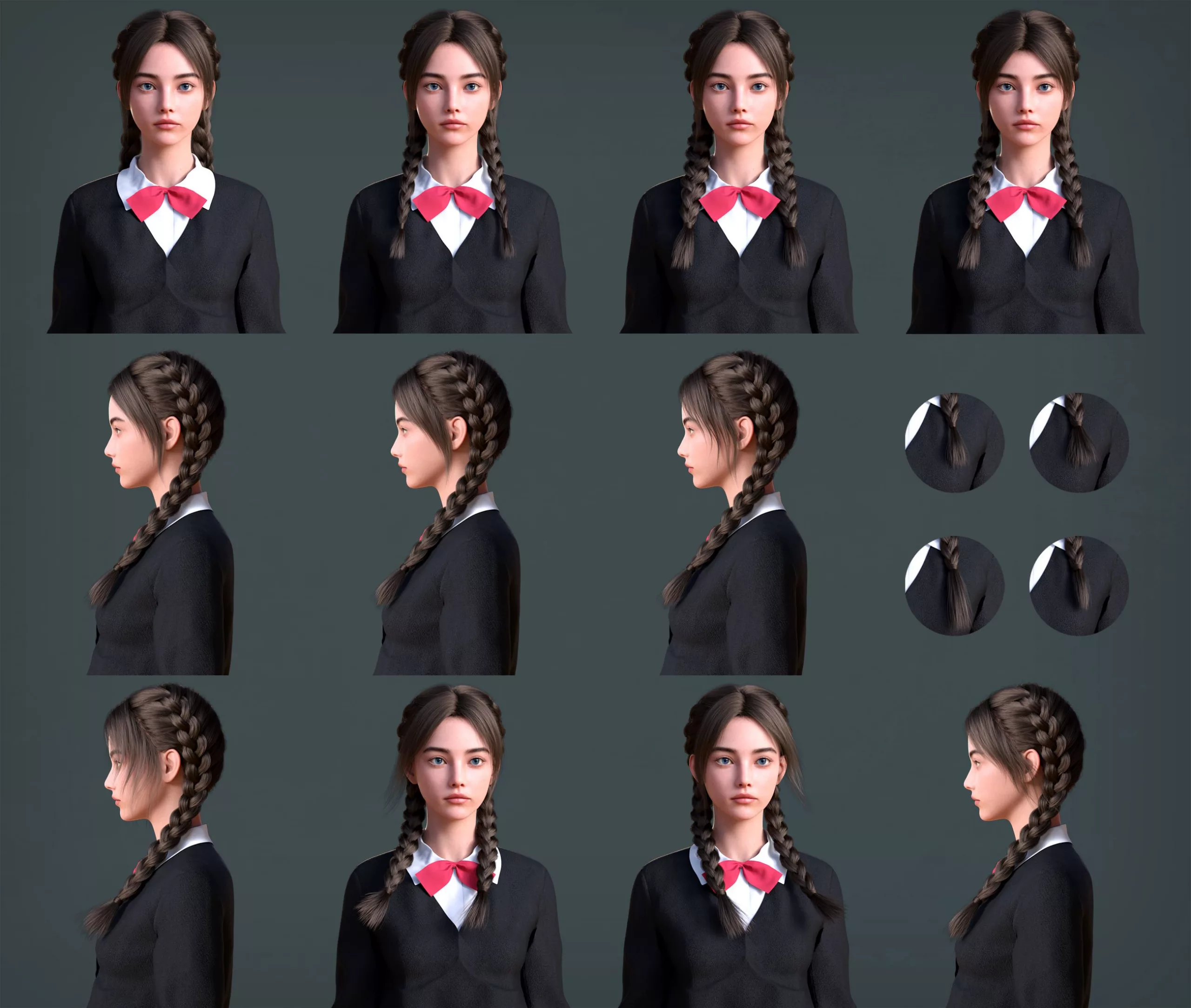 BS Dutch Braids Hair for Genesis 9