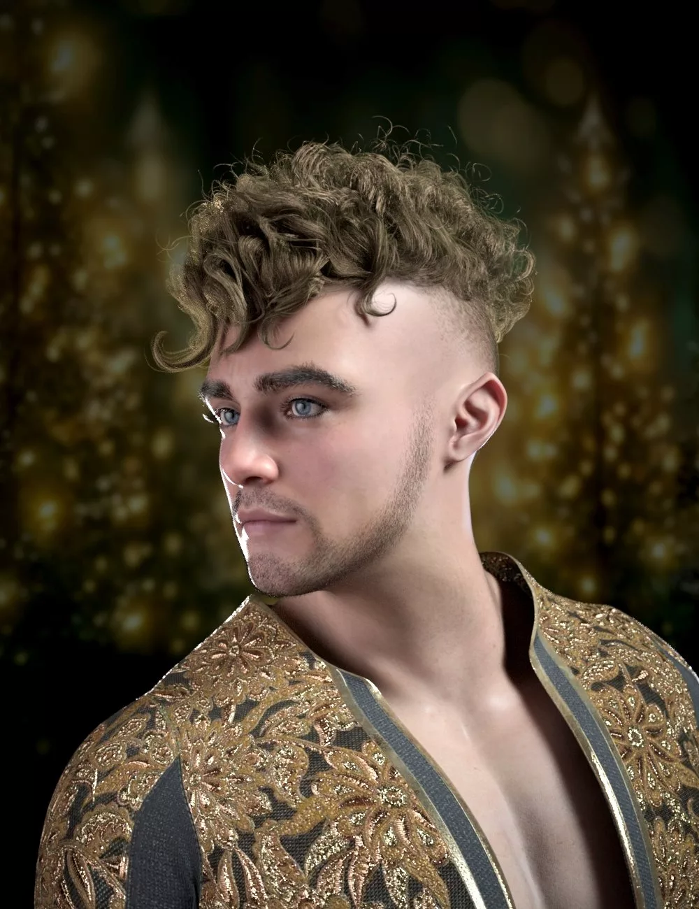 Elfiz Curls Hairstyle For Genesis 9 and 8 Male