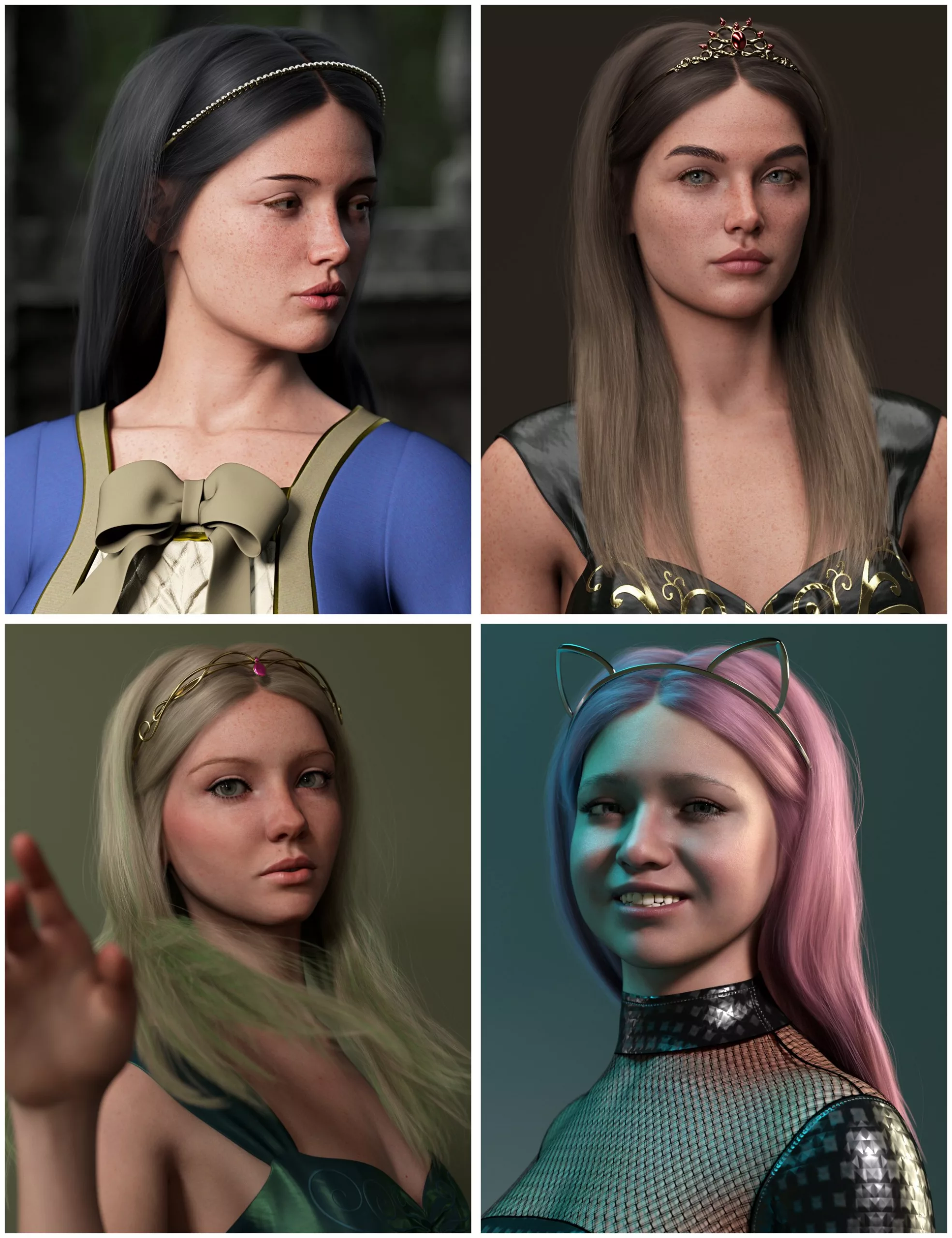 Face Free Long Style and Headbands Bundle for Genesis 9