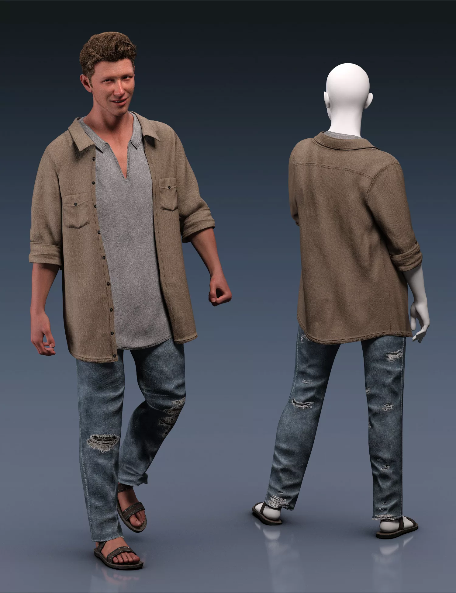 dForce Canadian Tuxedo Outfit Texture Add-On