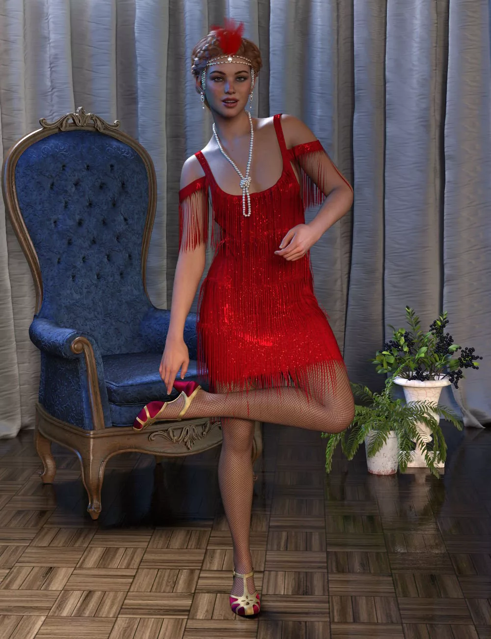 dForce Pearl Roaring Twenties Outfit for Genesis 9