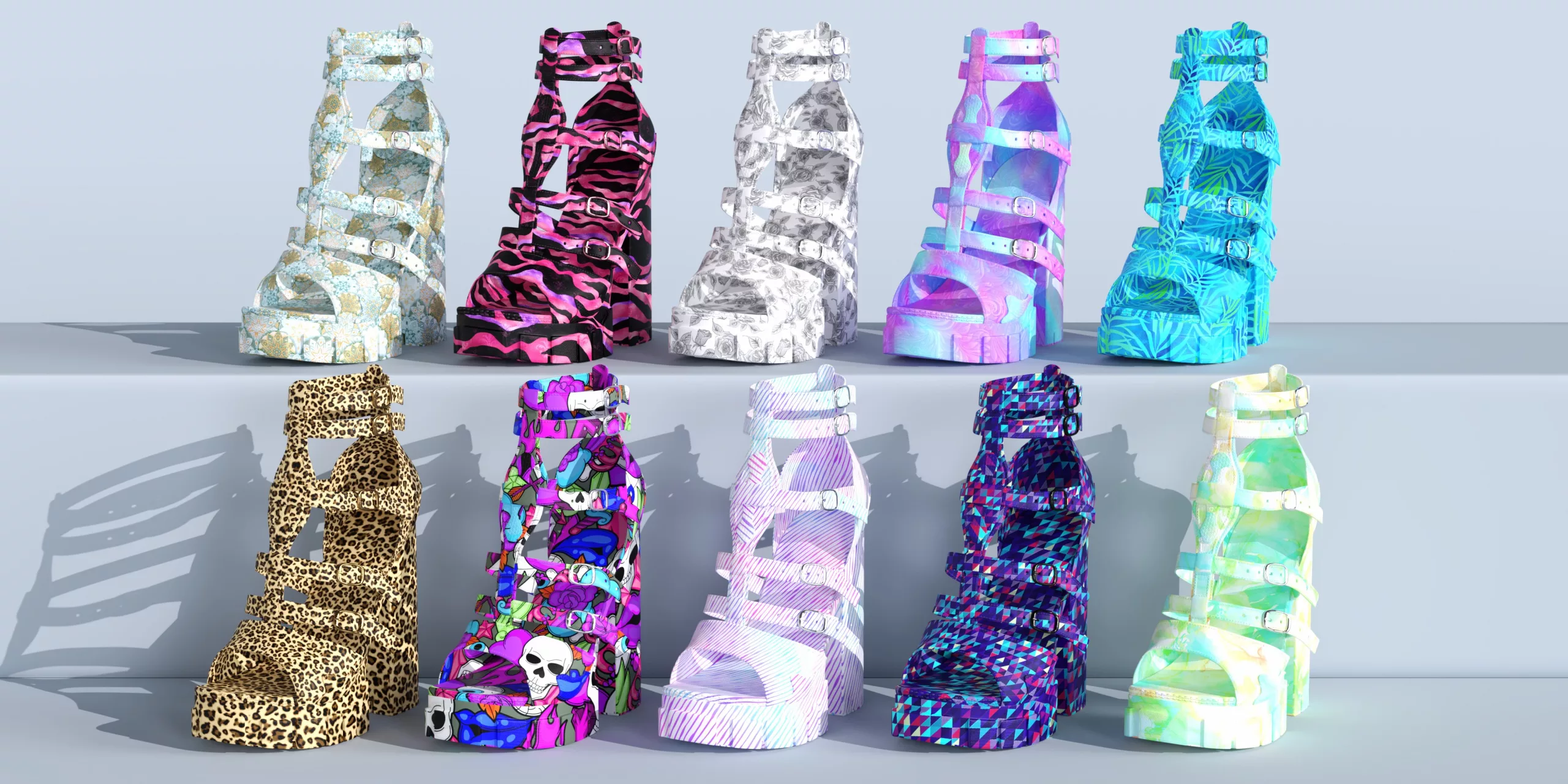 Textras For Helena Platform Heels