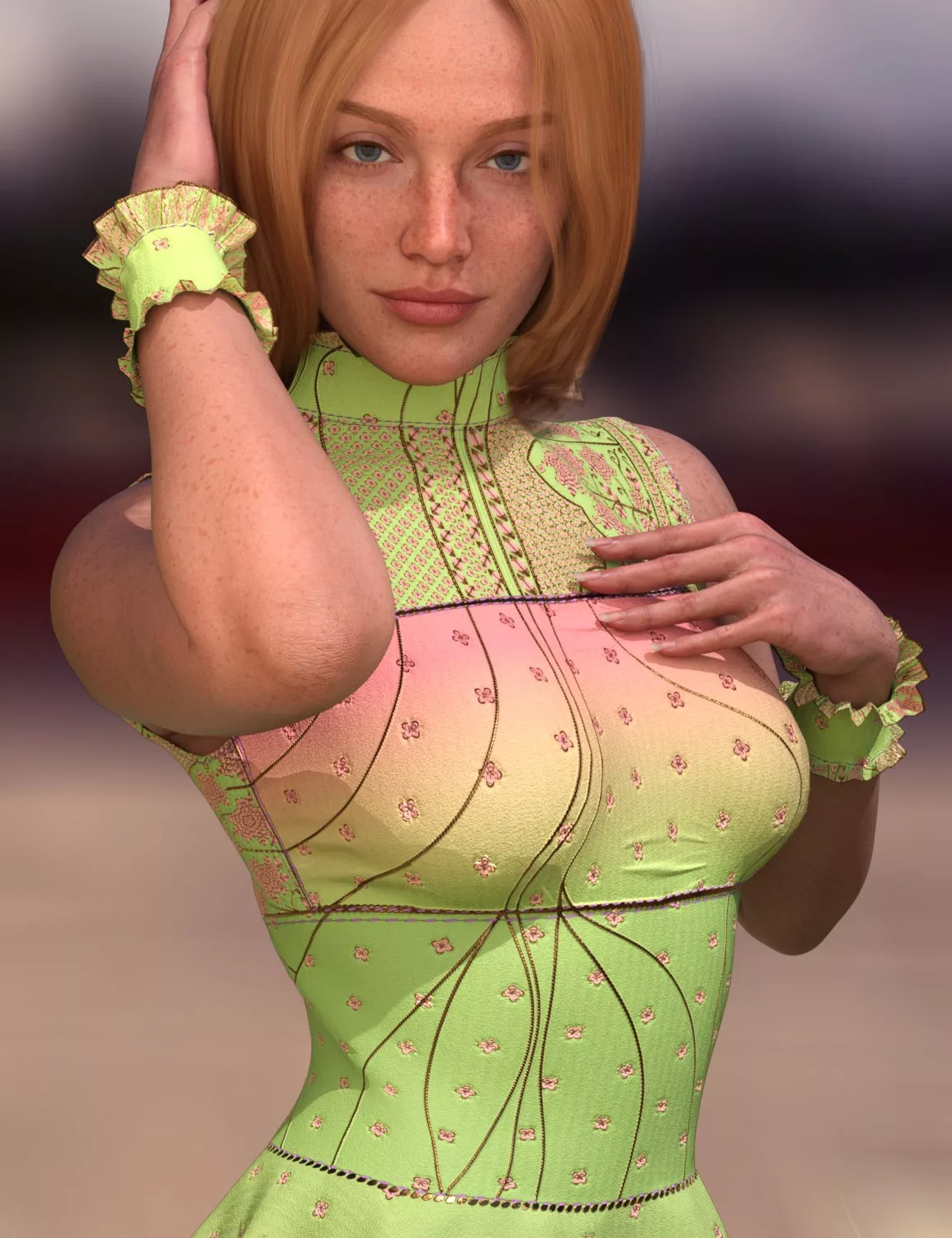 ZK Lina Flared Dress Outfit Textures