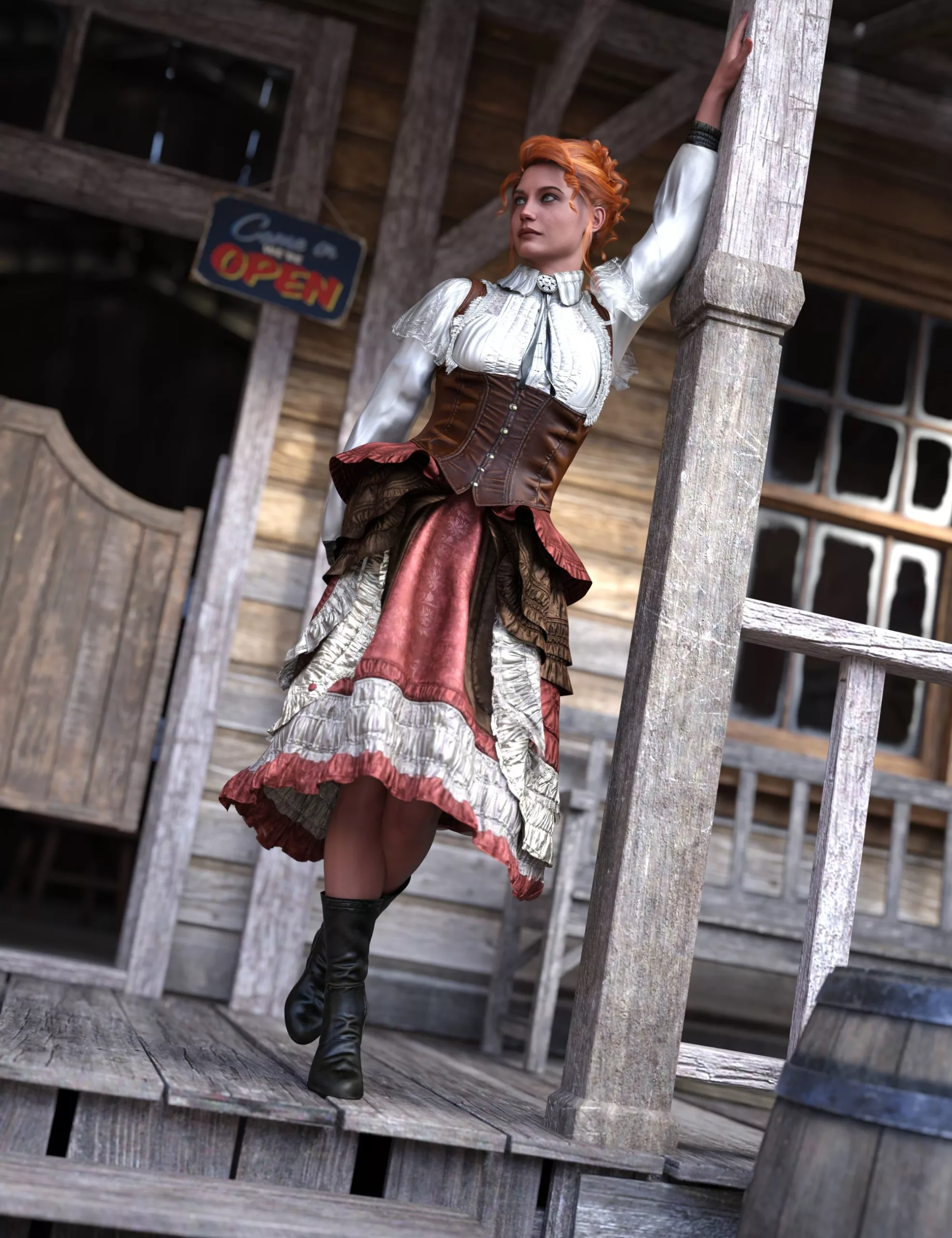dForce Saloon Dress Outfit for Genesis 9